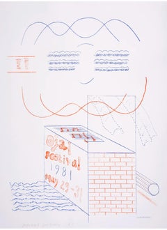 David Hockney - Ojai Festival lithograph, Pencil signed and dated, (Baggott, 81)