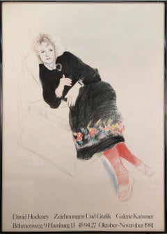 David Hockney 'Portrait of Celia In A Black Dress With Colored Border'- Original