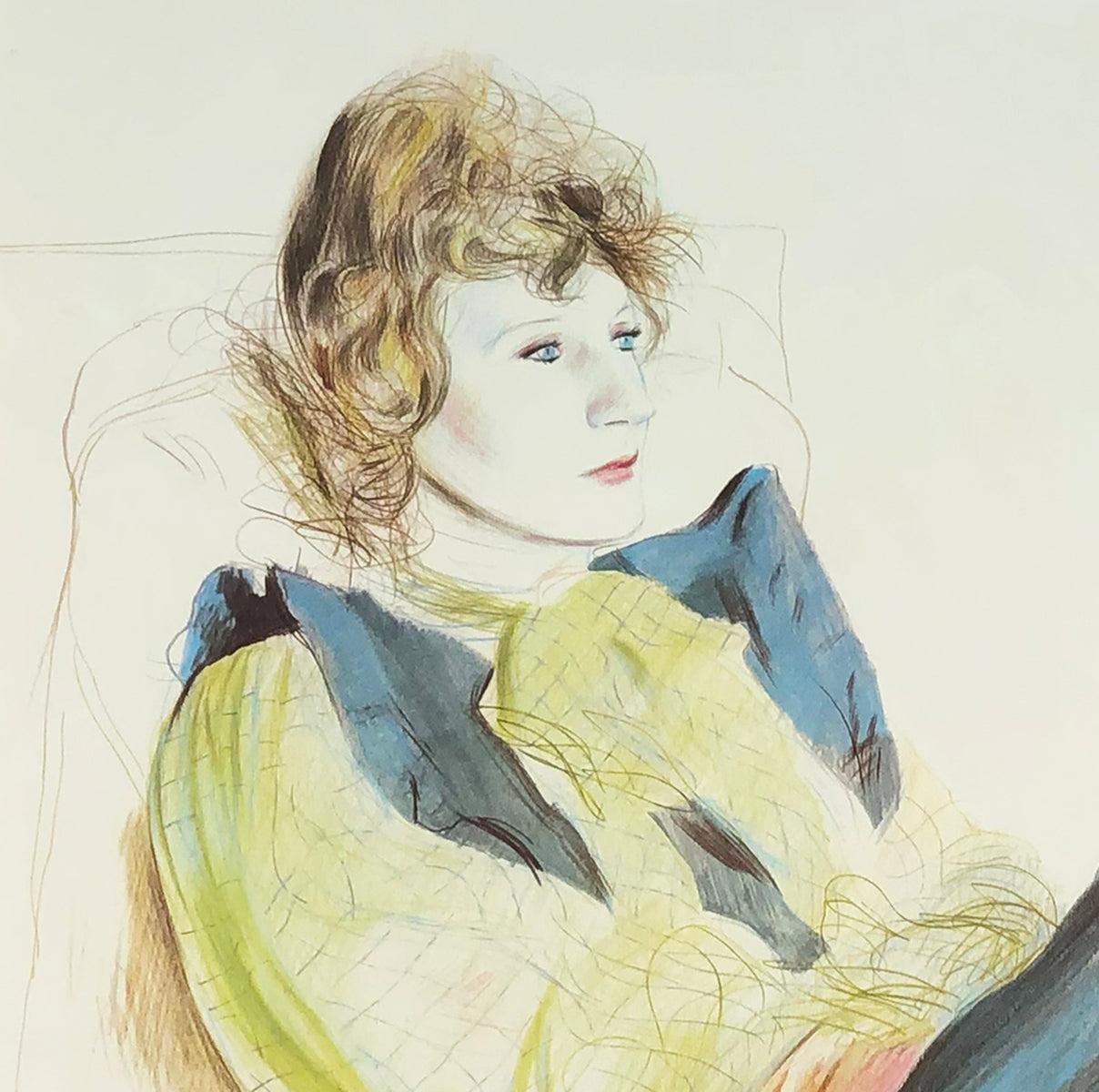 'Portrait of Celia Wearing Checkered Sleeves' For Sale 1