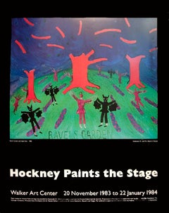 David Hockney Exhibition Poster-Ravel's Garden with Night Glow-34" x 27"