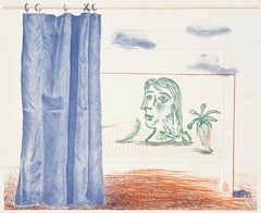 David Hockney Signierte Radierung, 1977, Was ist das Picasso? aus Die blaue Gitarre