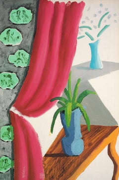 David Hockney "Nature morte avec rideau magenta" 1988