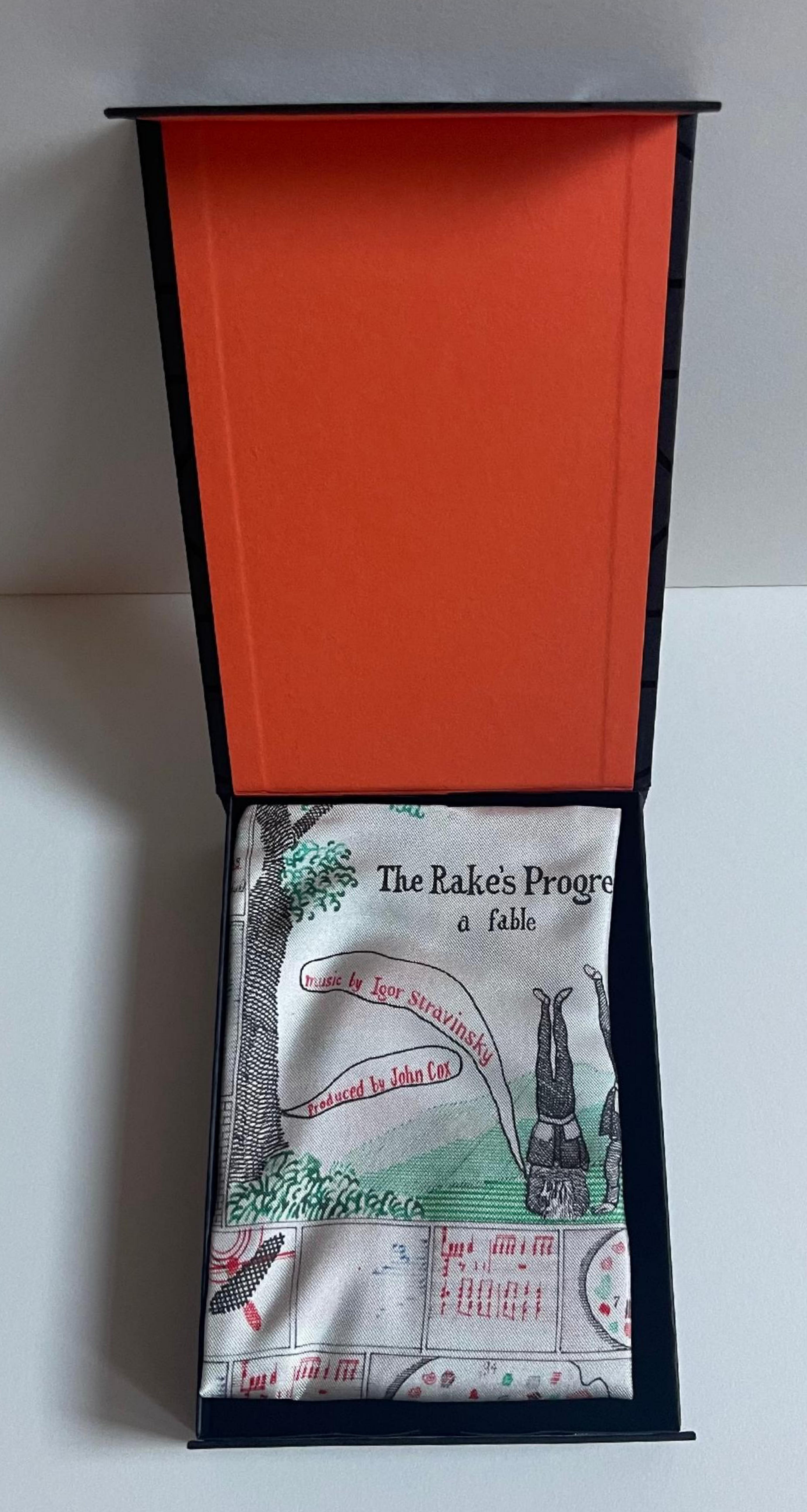 David Hockney, The Rake's Progress Sciarpa da taschino inglese in 100% seta in confezione personalizzata in vendita 3