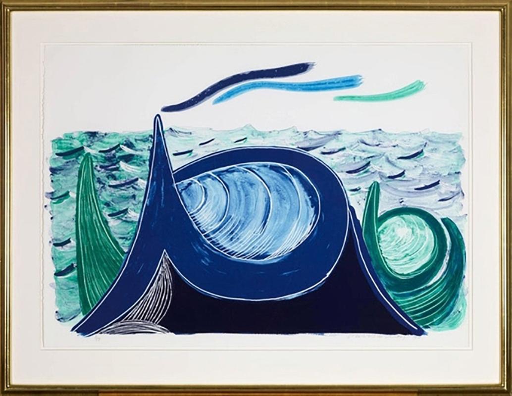 David Hockney:: „Die Welle“:: Lithographie auf Bögen:: (6/50):: 1990 1
