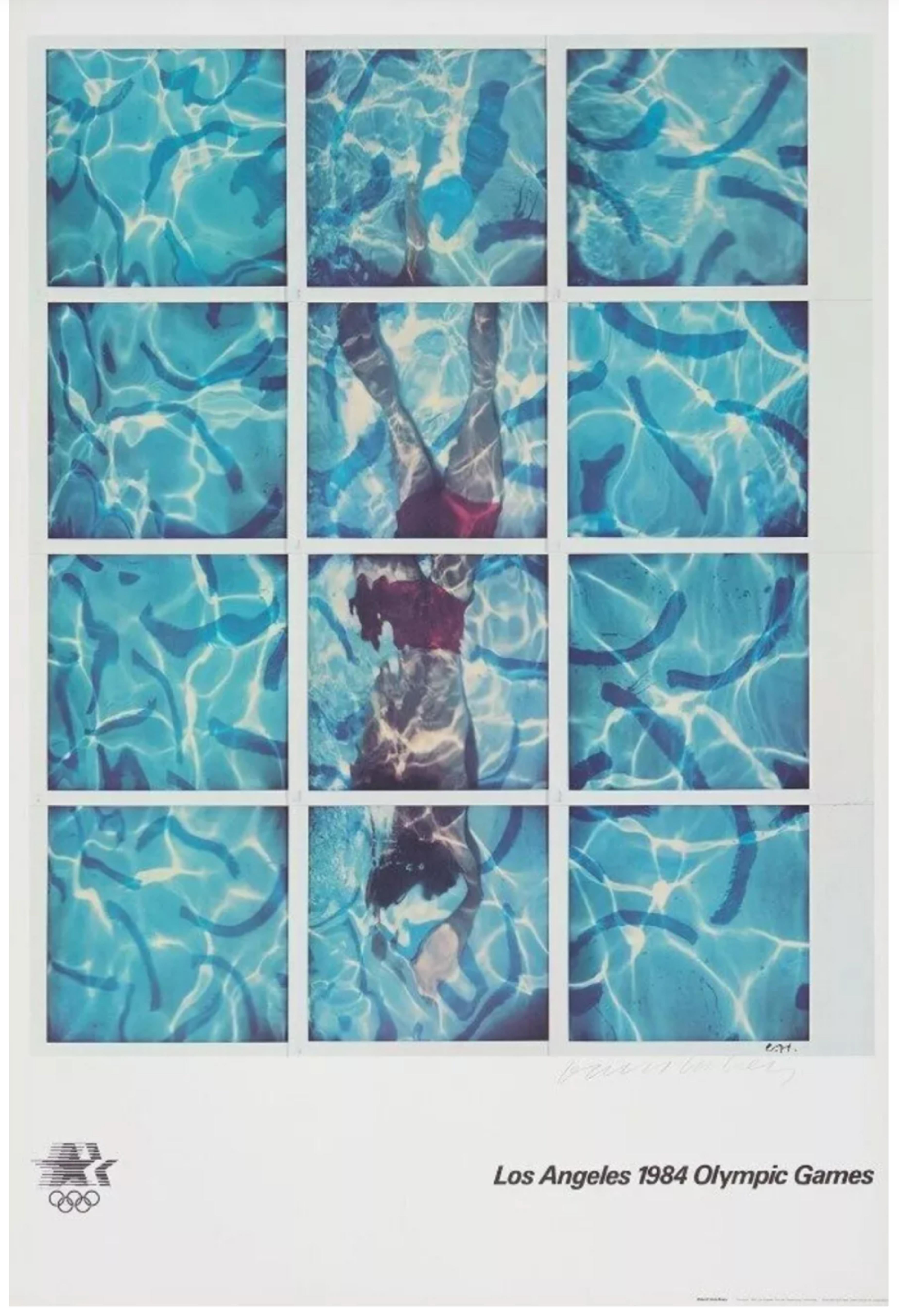 David Hockney Figurative Print - Deluxe Hand Signed Lt Ed Olympic Diver in Swimming Pool coveted lithograph w/COA
