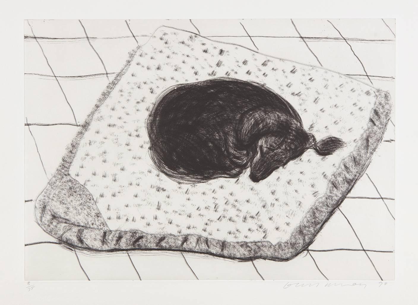 David Hockney Animal Print - Dog Etching No.15, from Dog Wall