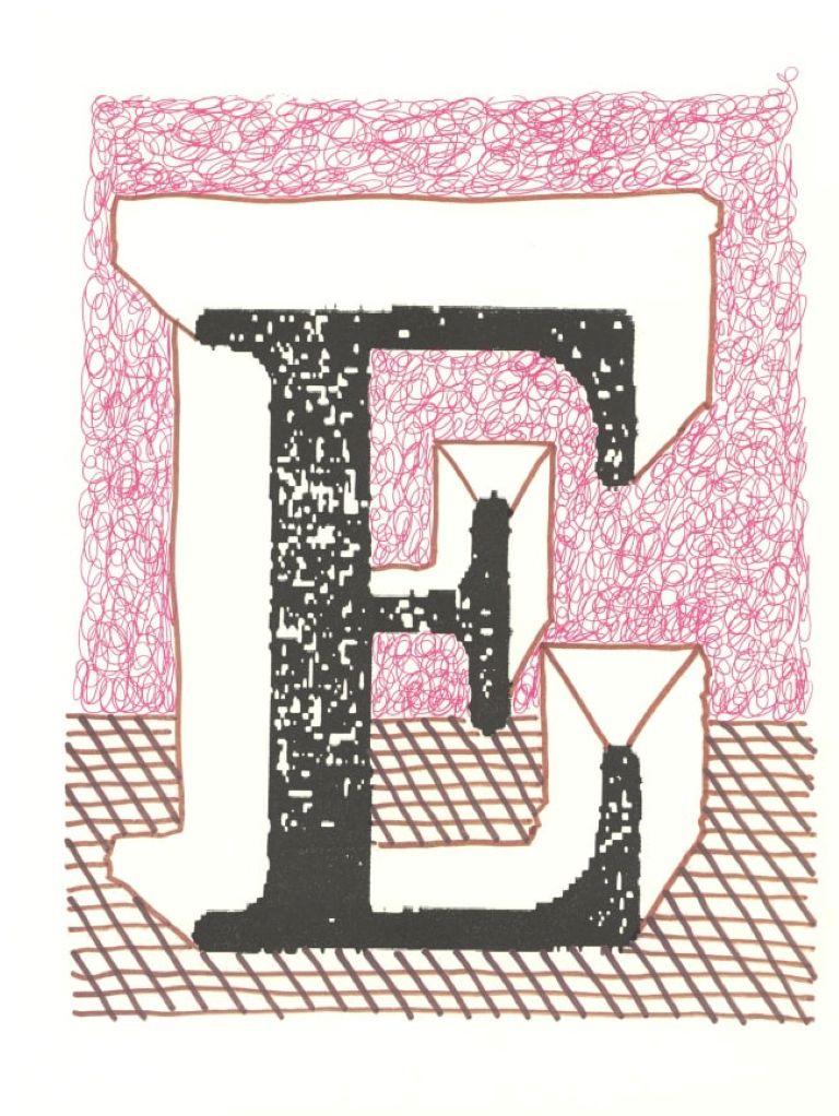 'E', Hockney's Alphabet, David Hockney and Stephen Spender, Lithograph, 1991