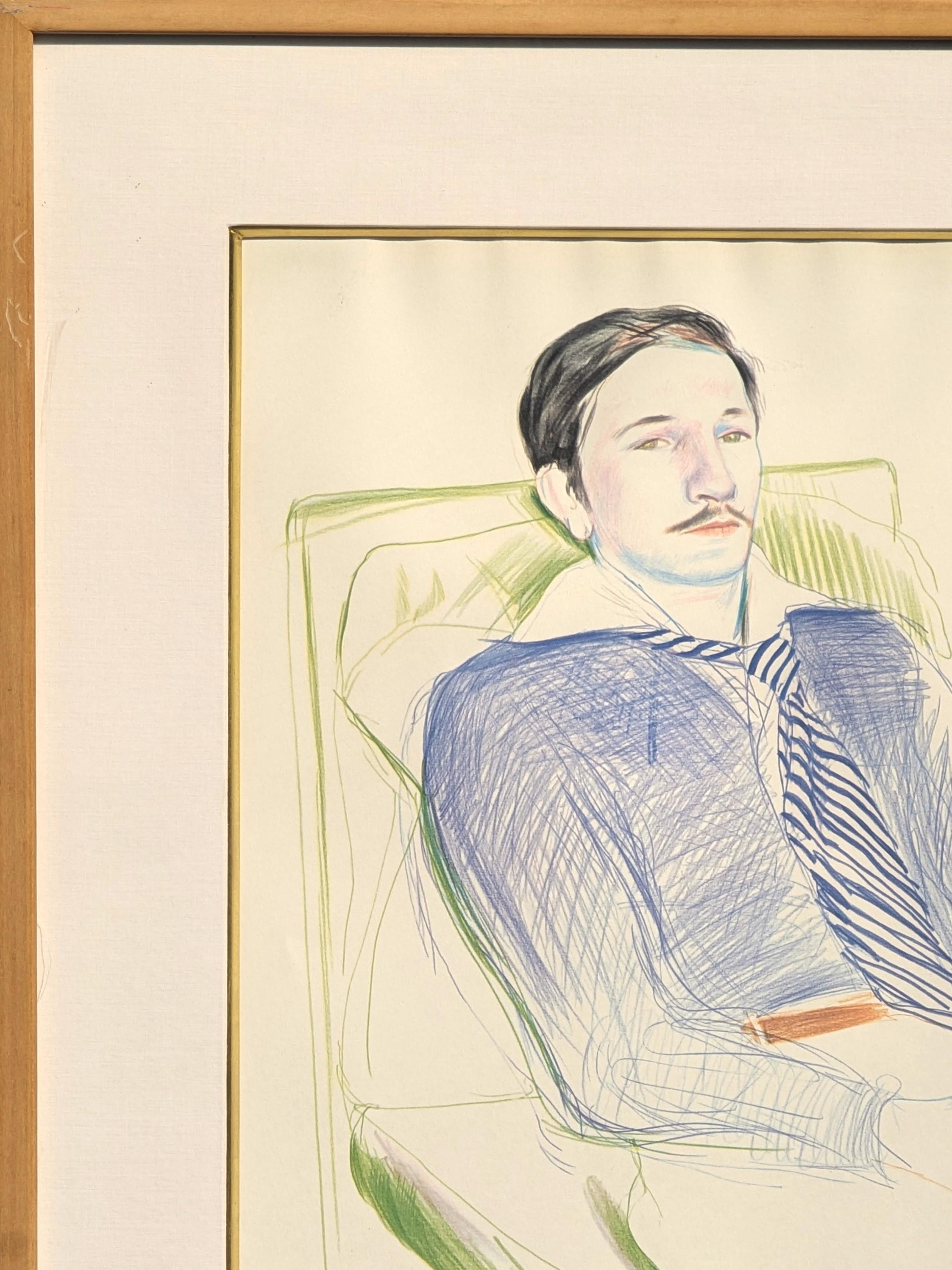 Figurative Signed Lithograph Poster for the 1975 Dessins et Gravures Exhibition - Modern Print by David Hockney