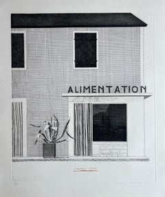 Tienda francesa -- Grabado al aguafuerte, Arquitectura de David Hockney