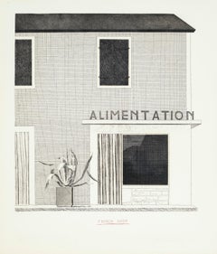 French Shop -- Etching, Architecture Print by David Hockney