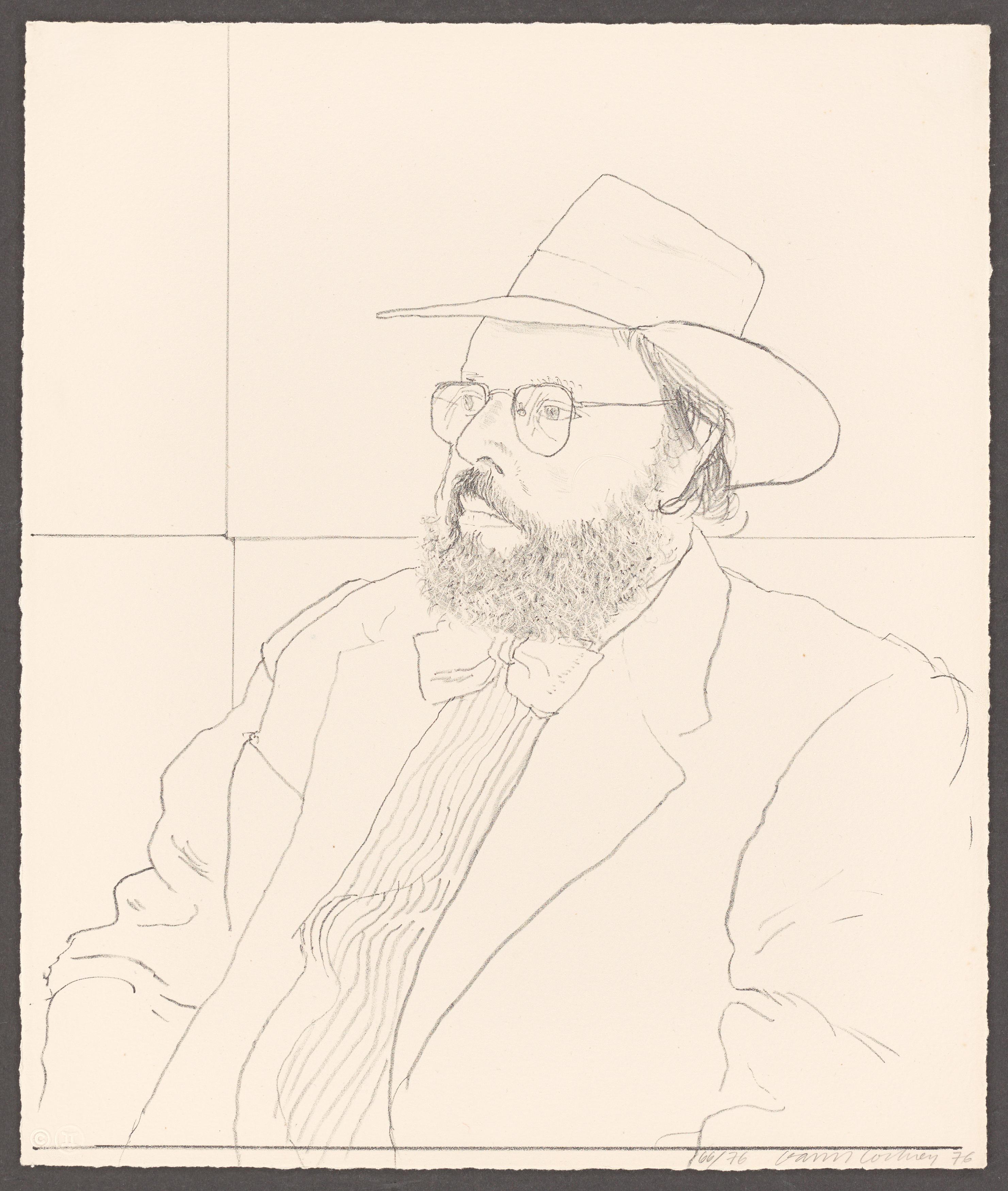 Henry Geldzahler with Hat - Print by David Hockney