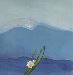 Hockney Mount Fuji and Flowers Print, Vibrant Colors, First Edition, 2016