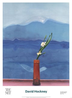 Hockney Mount Fuji and Flowers Print, Vibrant Colors, First Edition, 2016