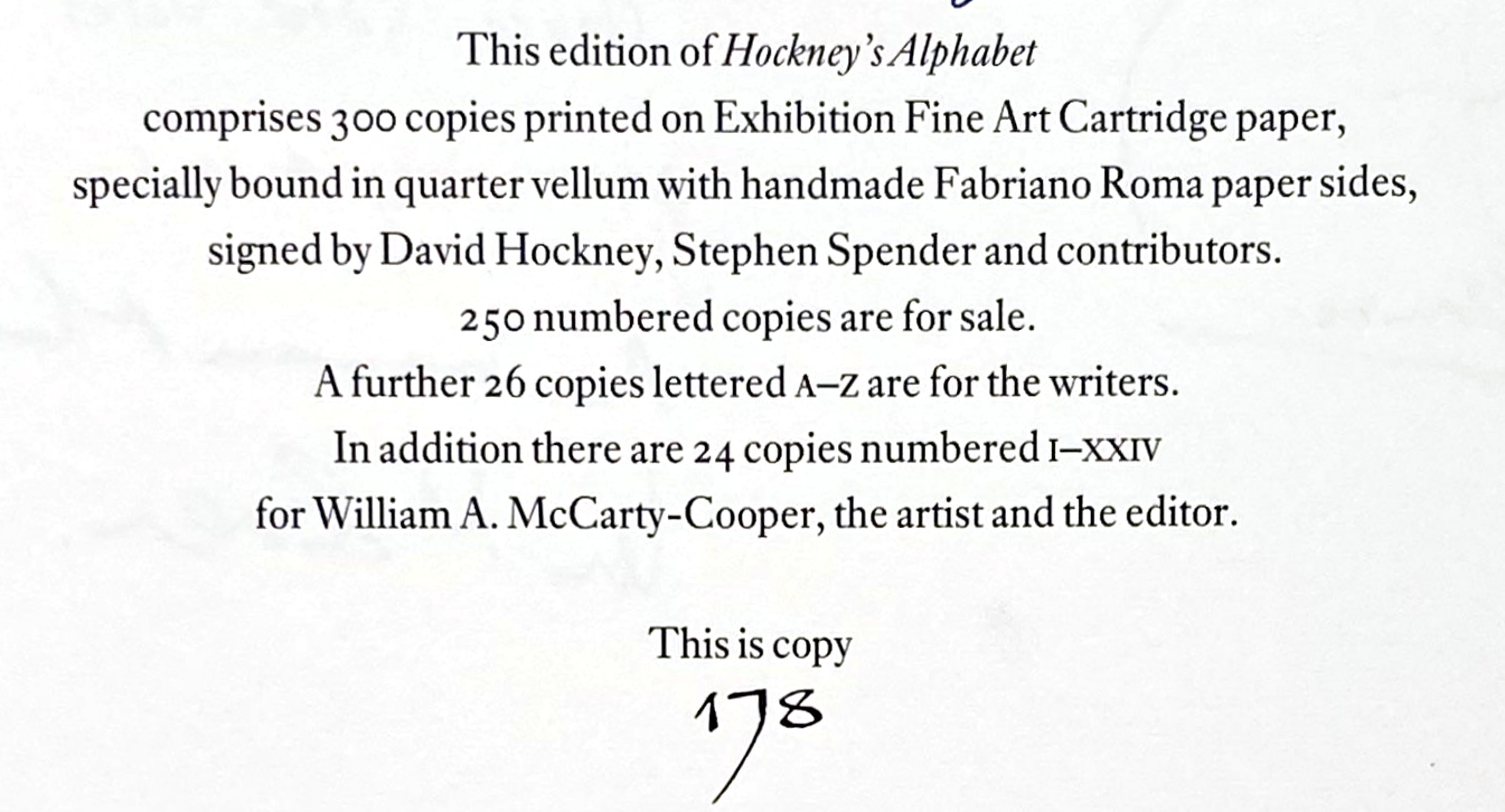 Hockney's Alphabet, portfolio of 26 lithographs signed by Hockney and 23 writers For Sale 6