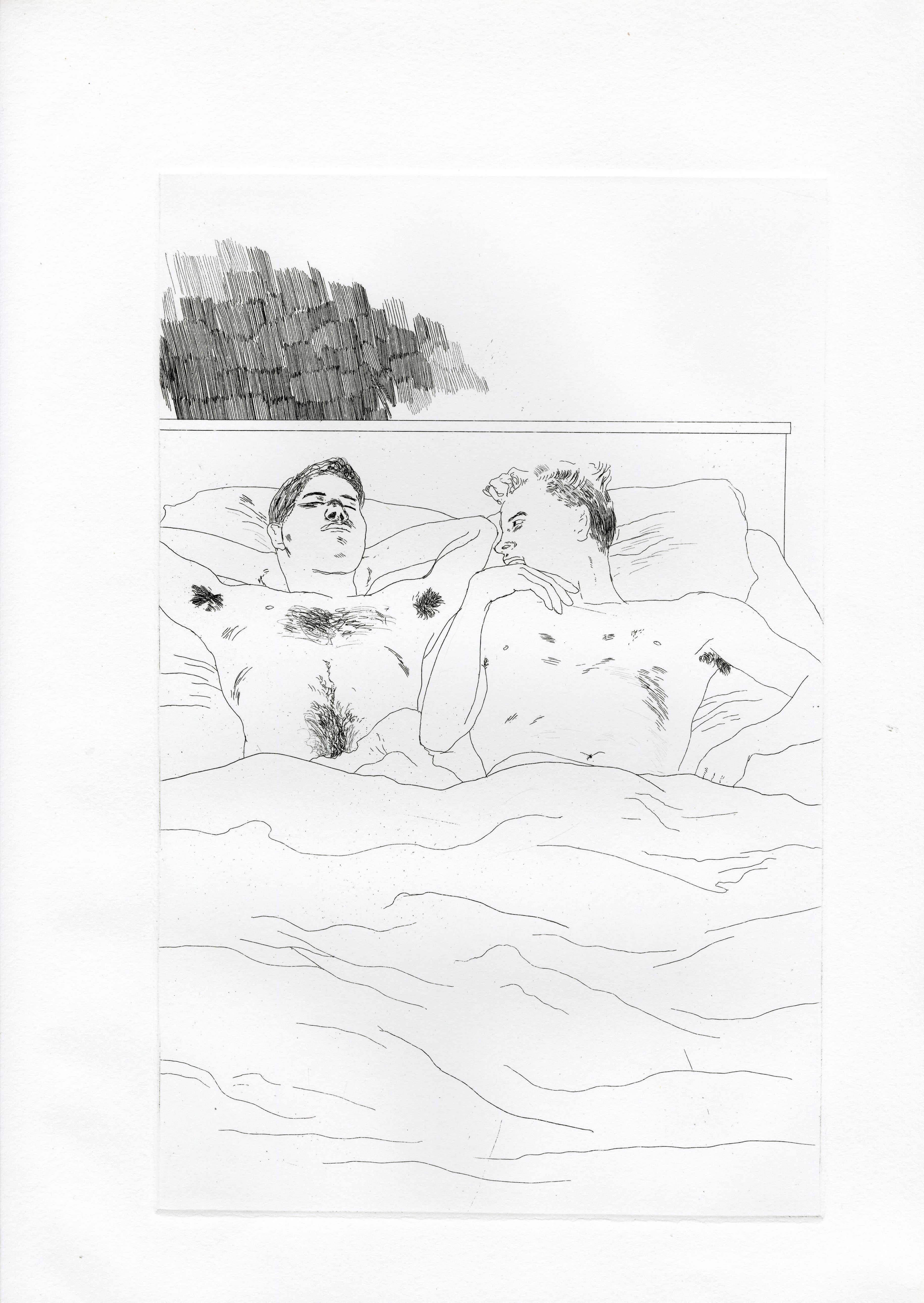 David Hockney Nude Print - In the Dull Village