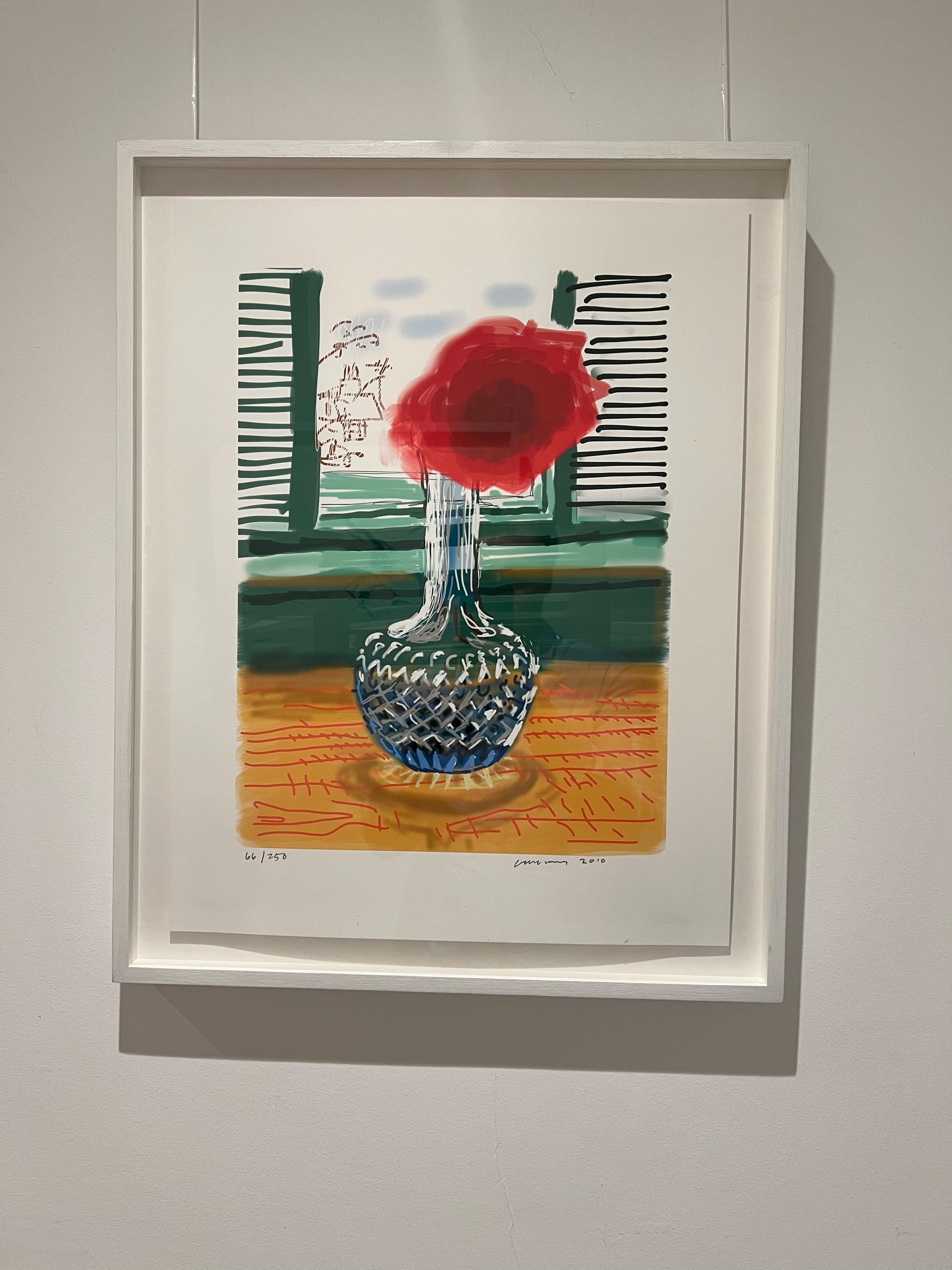 IPAD DRAWING NO.281, 2010

iPad drawing, 8-colour inkjet print on cotton-fiber archival paper

Co-published by the Artist and Taschen, Berlin, to accompany the Art Edition of 'David Hockney: My Window', sold with the accompanying book and original