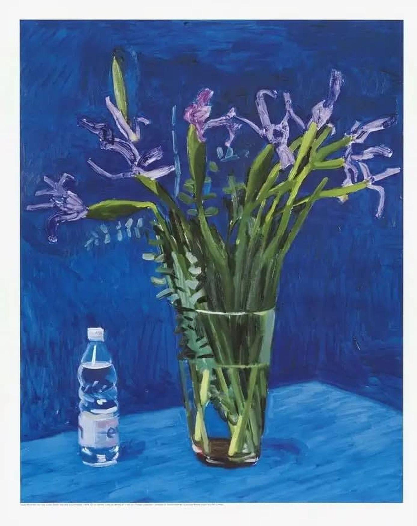 Iris With Evian Bottle ( Poster) d'après David Hockney en vente 1