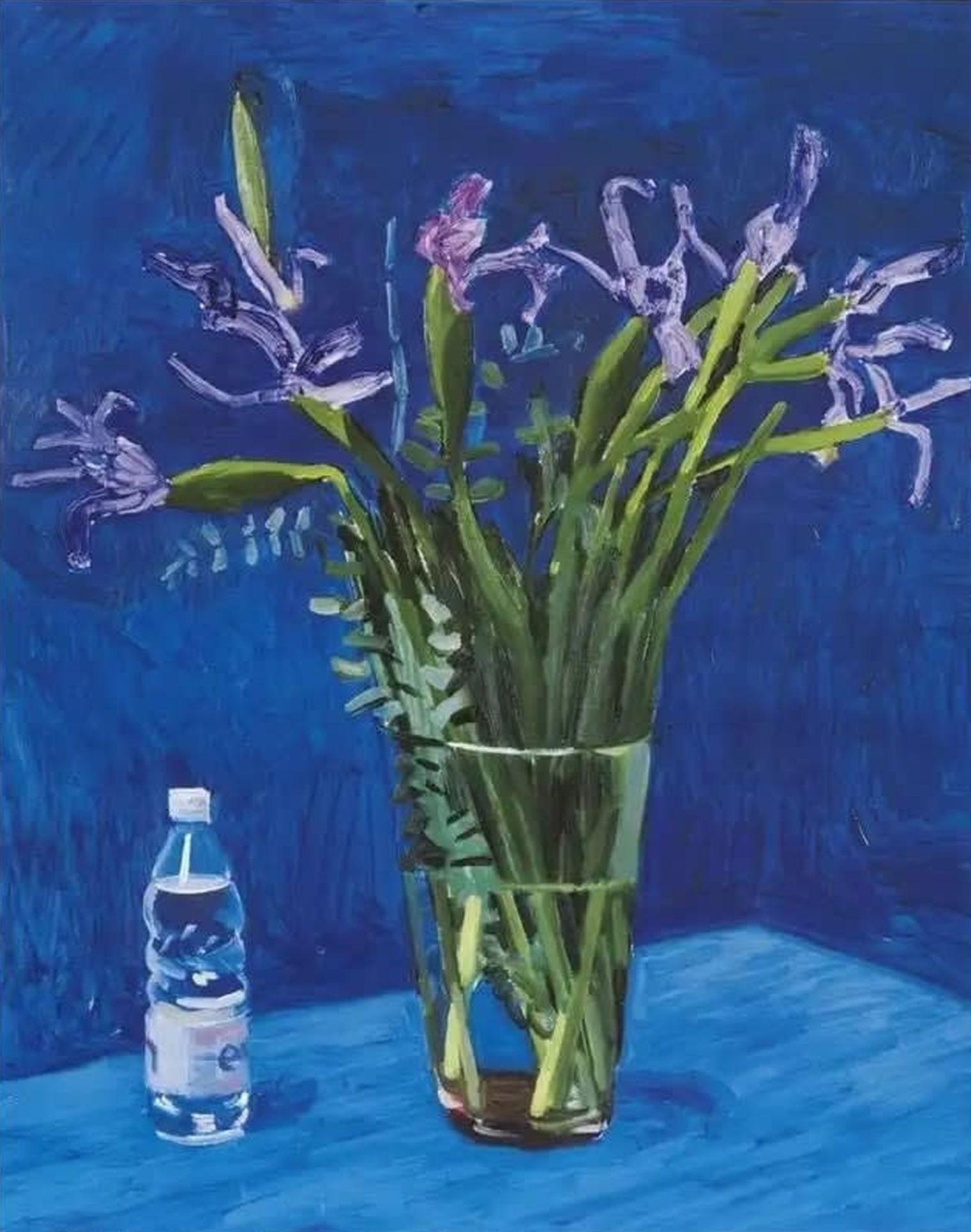 Iris With Evian Bottle ( Poster) d'après David Hockney en vente 2