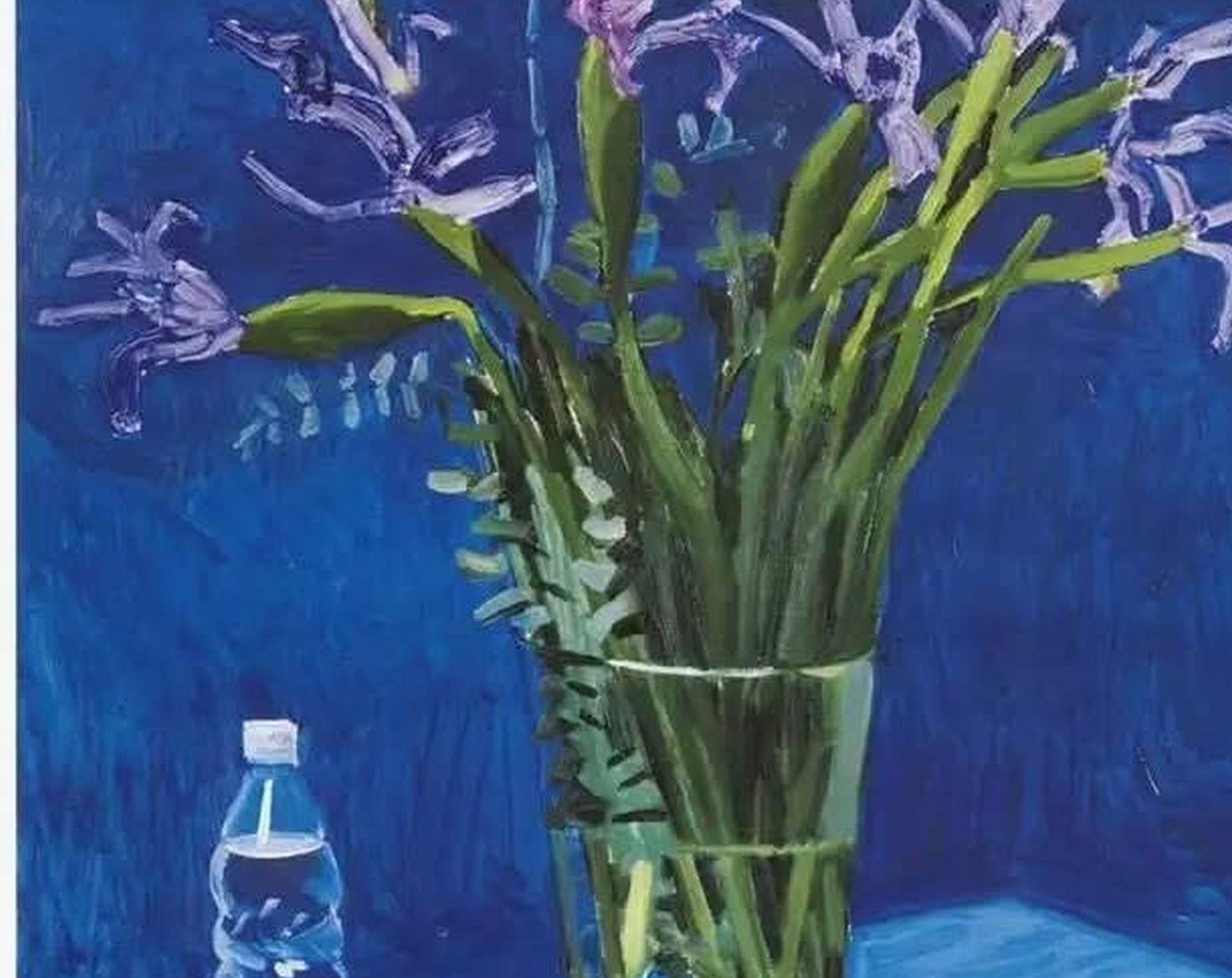 Iris With Evian Bottle ( Poster) d'après David Hockney en vente 3