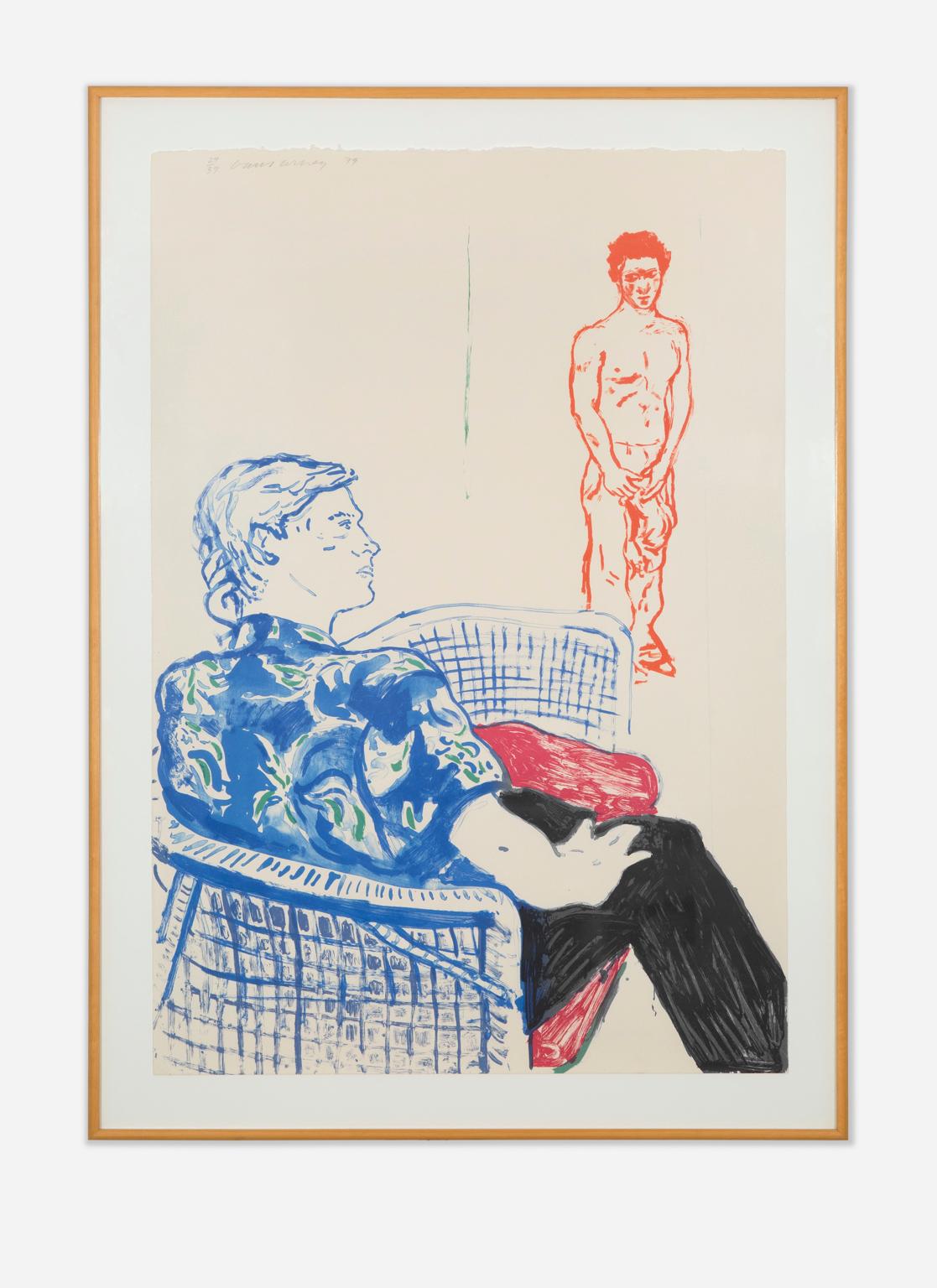 David Hockney Figurative Print - "Joe With David Harte", Lithograph, Signed and Numbered by Artist