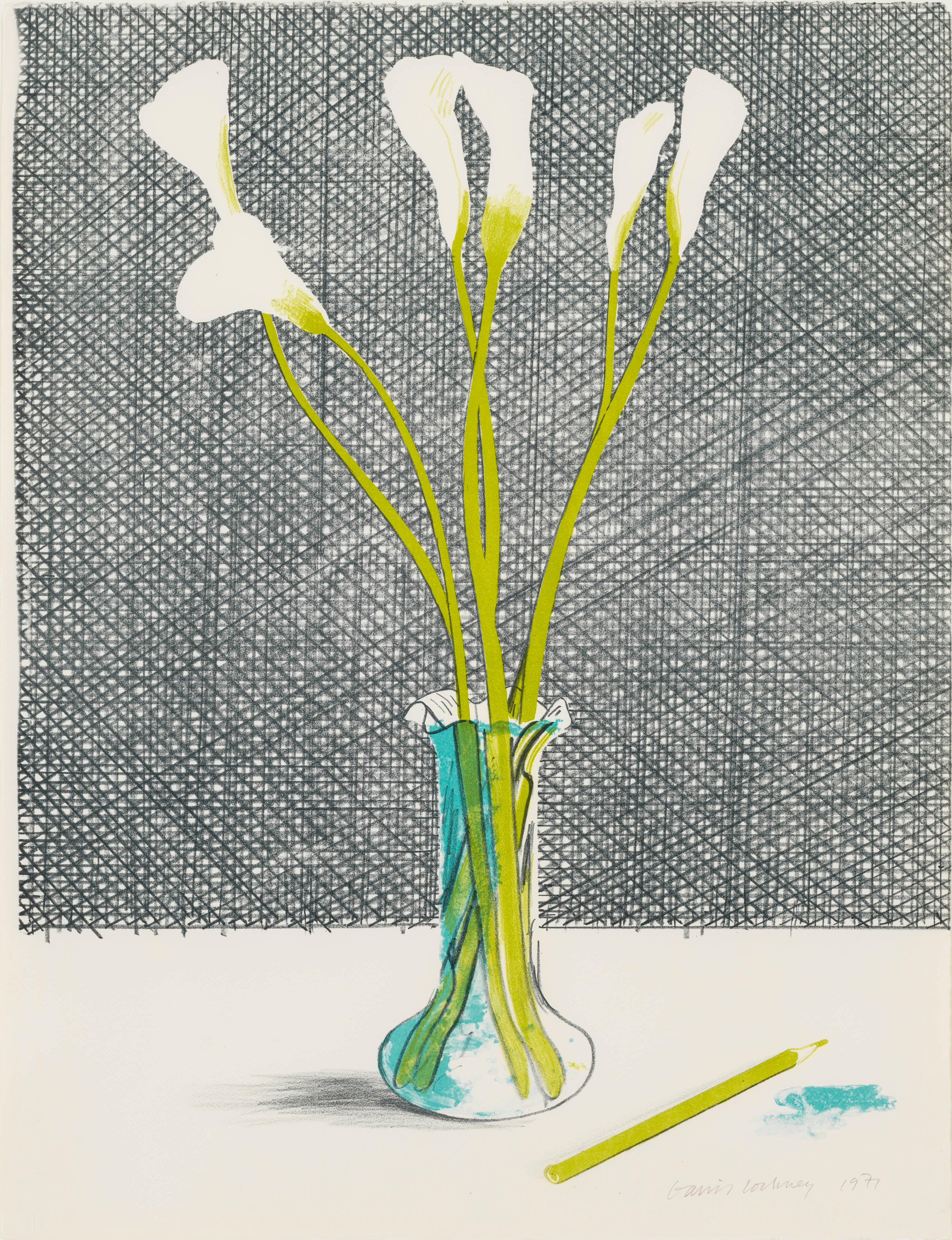 David Hockney Still-Life Print - Lillies
