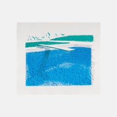 Lithographic of Water Made of Lines, Crayon and Two Blue Washes