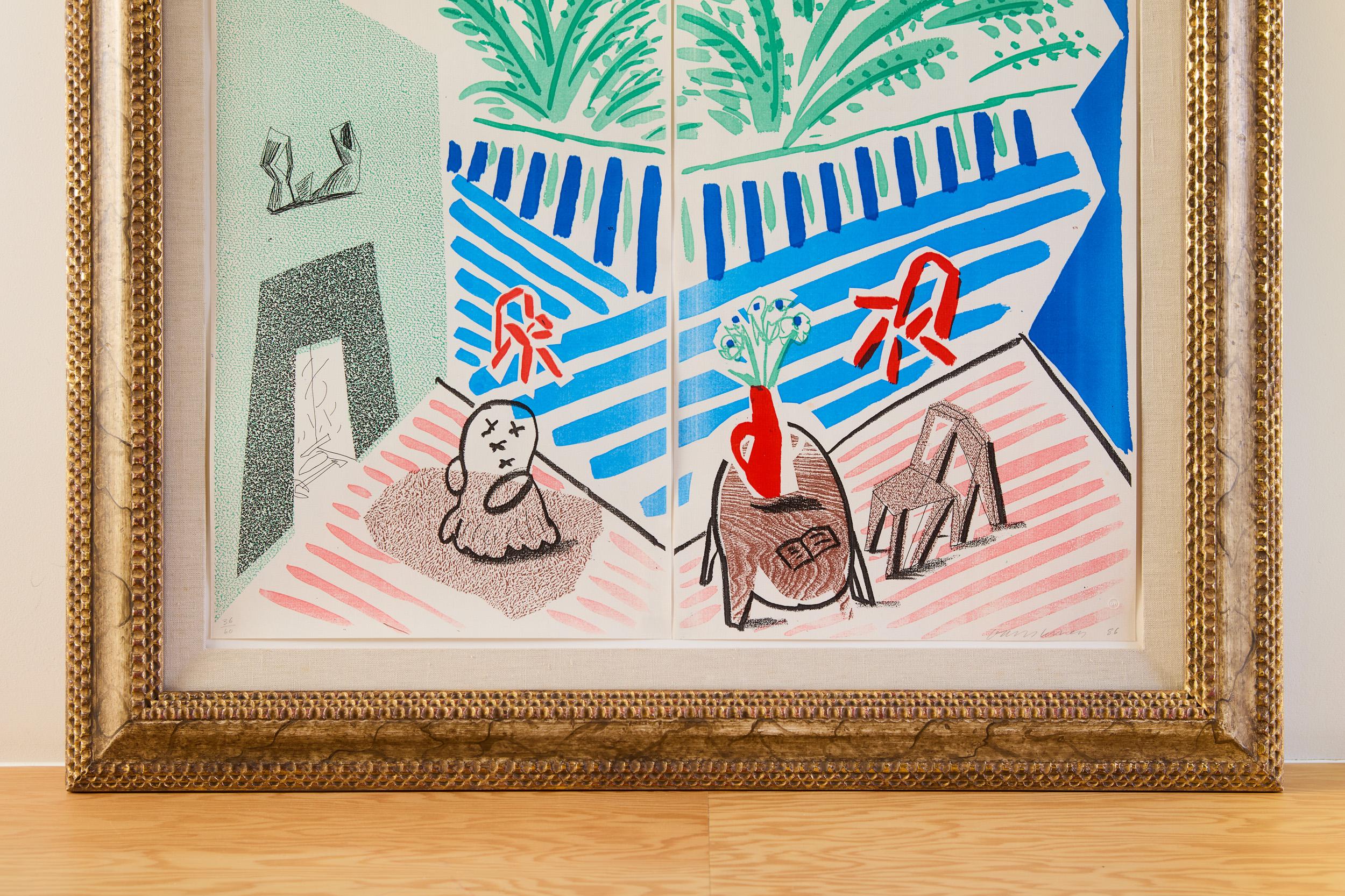 Salón y Terraza, julio de 1986 -- Grabado casero de David Hockney en venta 1
