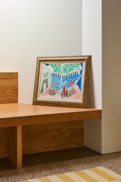 Salón y Terraza, julio de 1986 -- Grabado casero de David Hockney