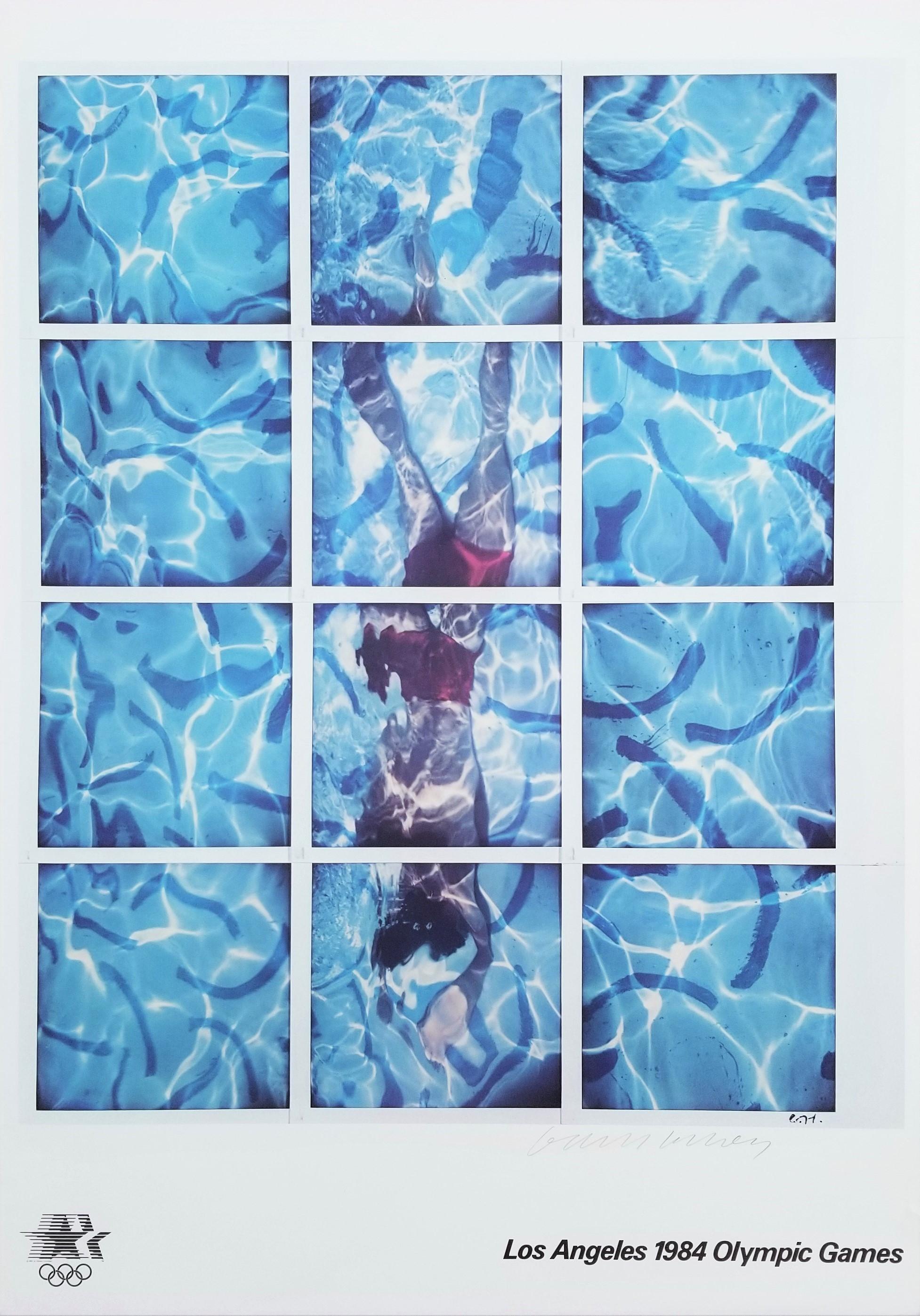 David Hockney Figurative Print - Los Angeles 1984 Olympic Games (Polaroids of Swimmer) Poster (Signed)