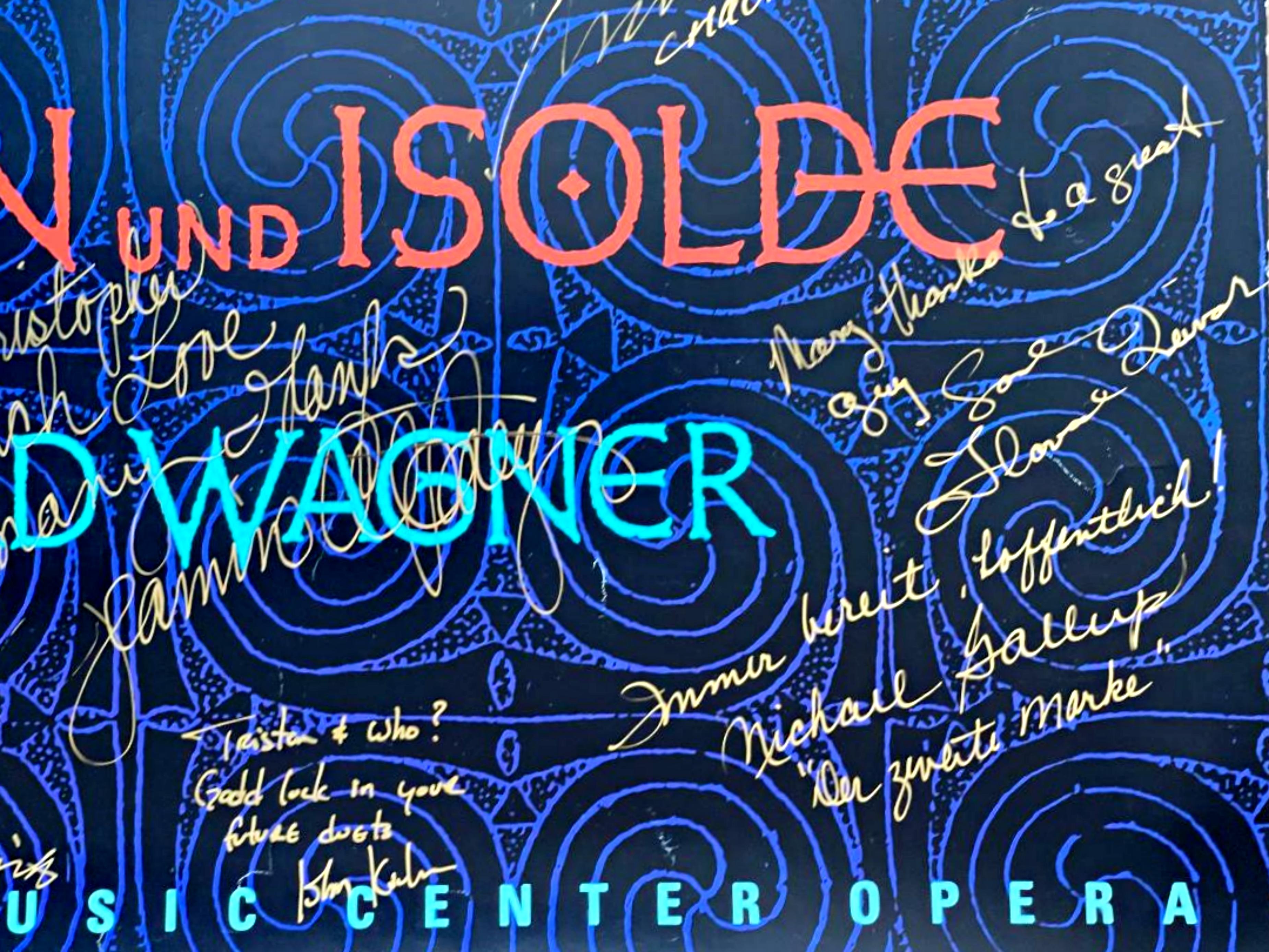 Affiche de l'Opéra de Los Angeles (signée et inscrite à la main par Hockney + 40 artistes) en vente 1