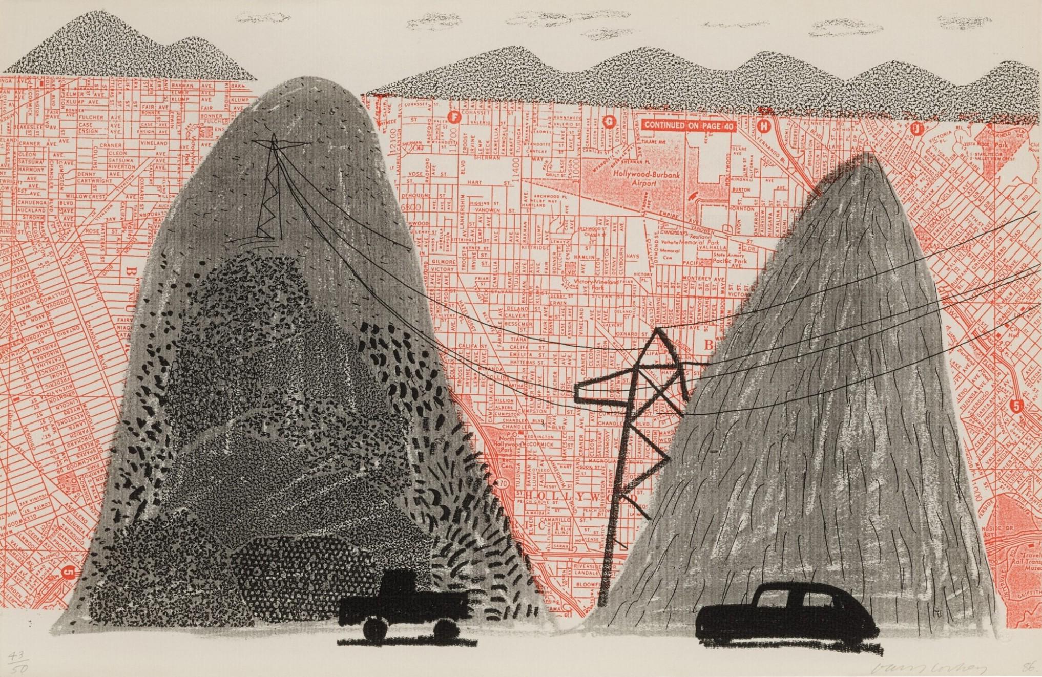 Mulholland Drive, juin 1986 -- Impression, fabrication artisanale, nature morte de David Hockney 1