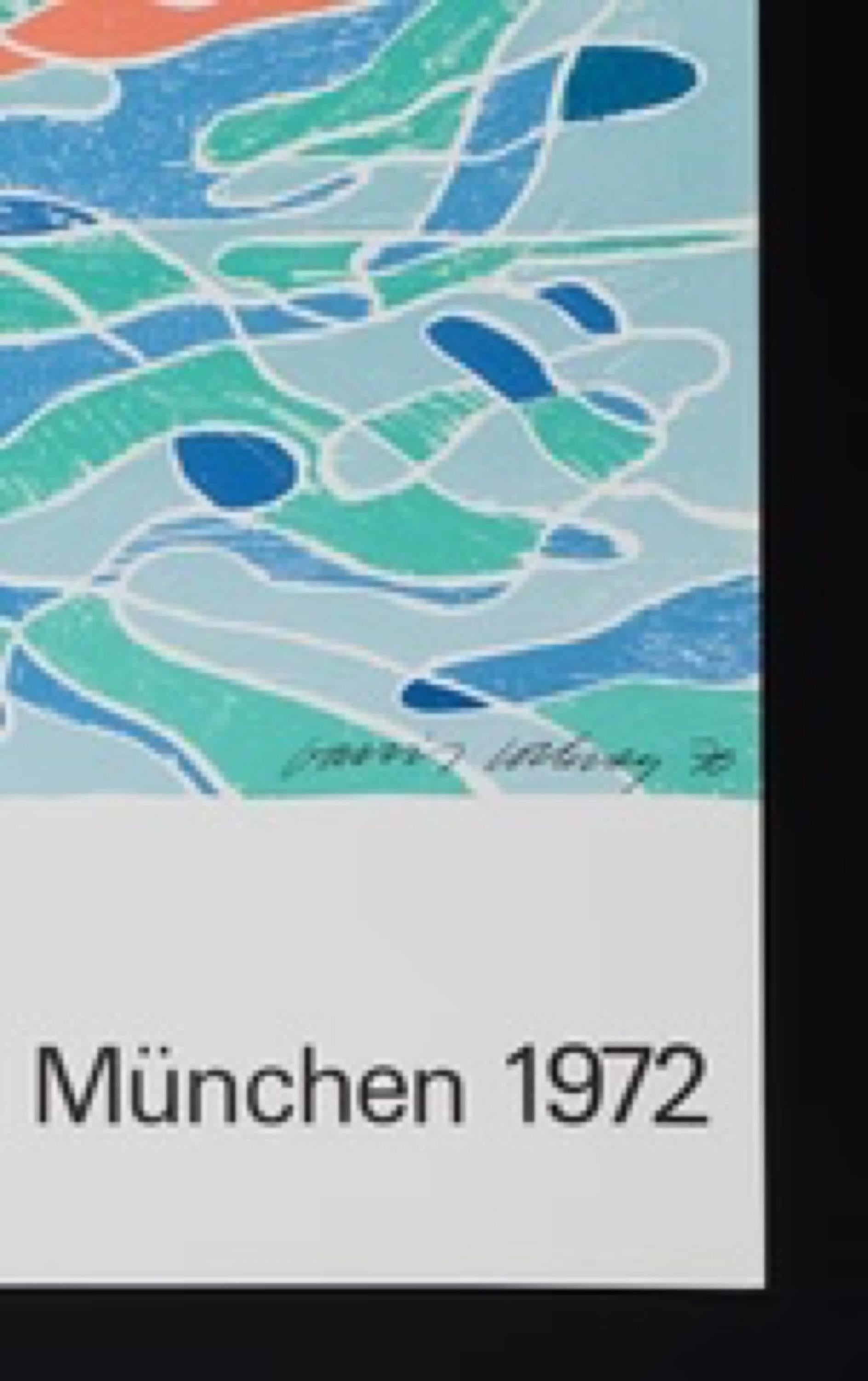 Poster delle Olimpiadi di Monaco - Olympische Spiele Munchen, 1972 - Figurative Print Blu di David Hockney