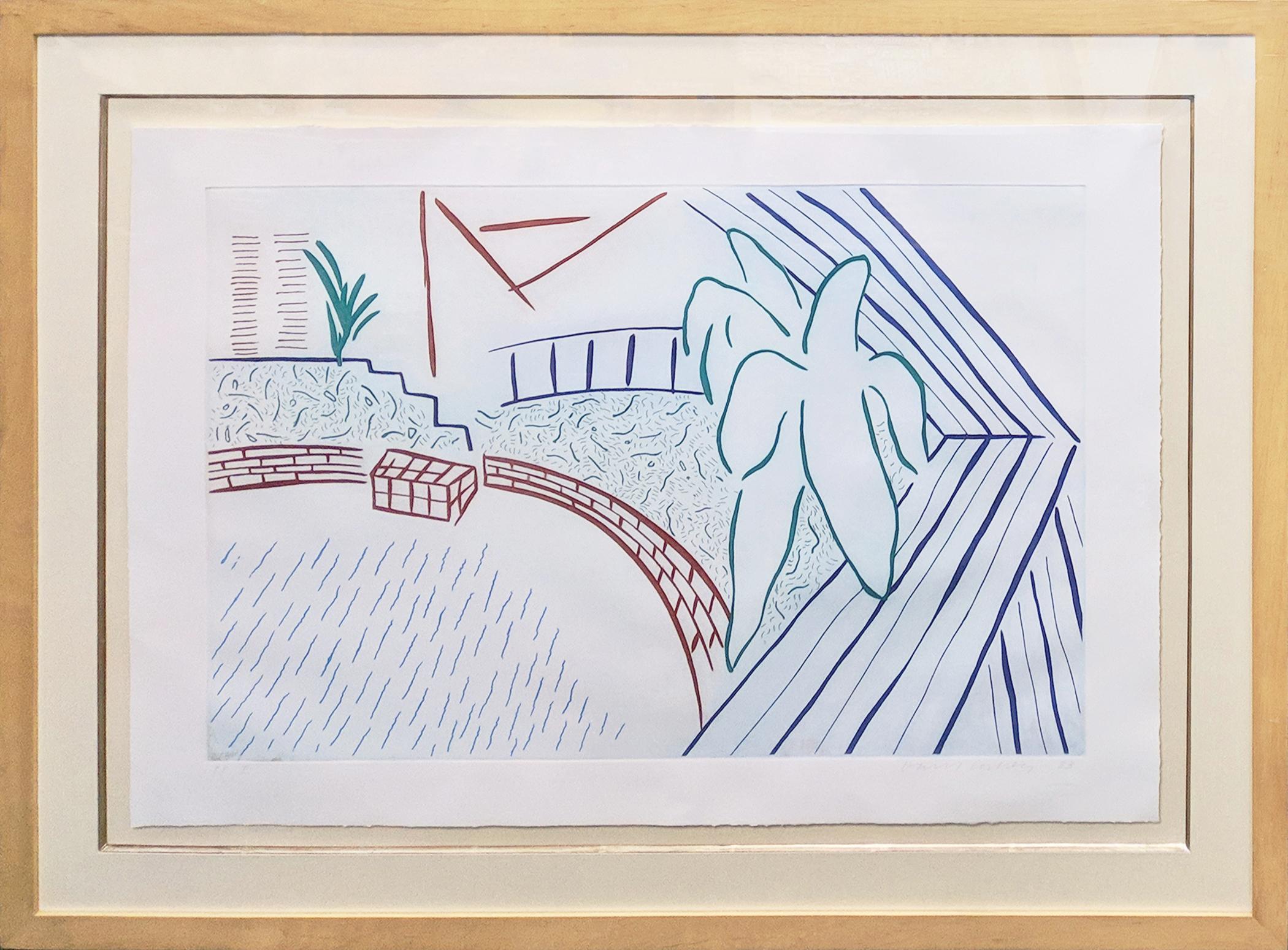 MY POOL AND TERRACE - Print by David Hockney