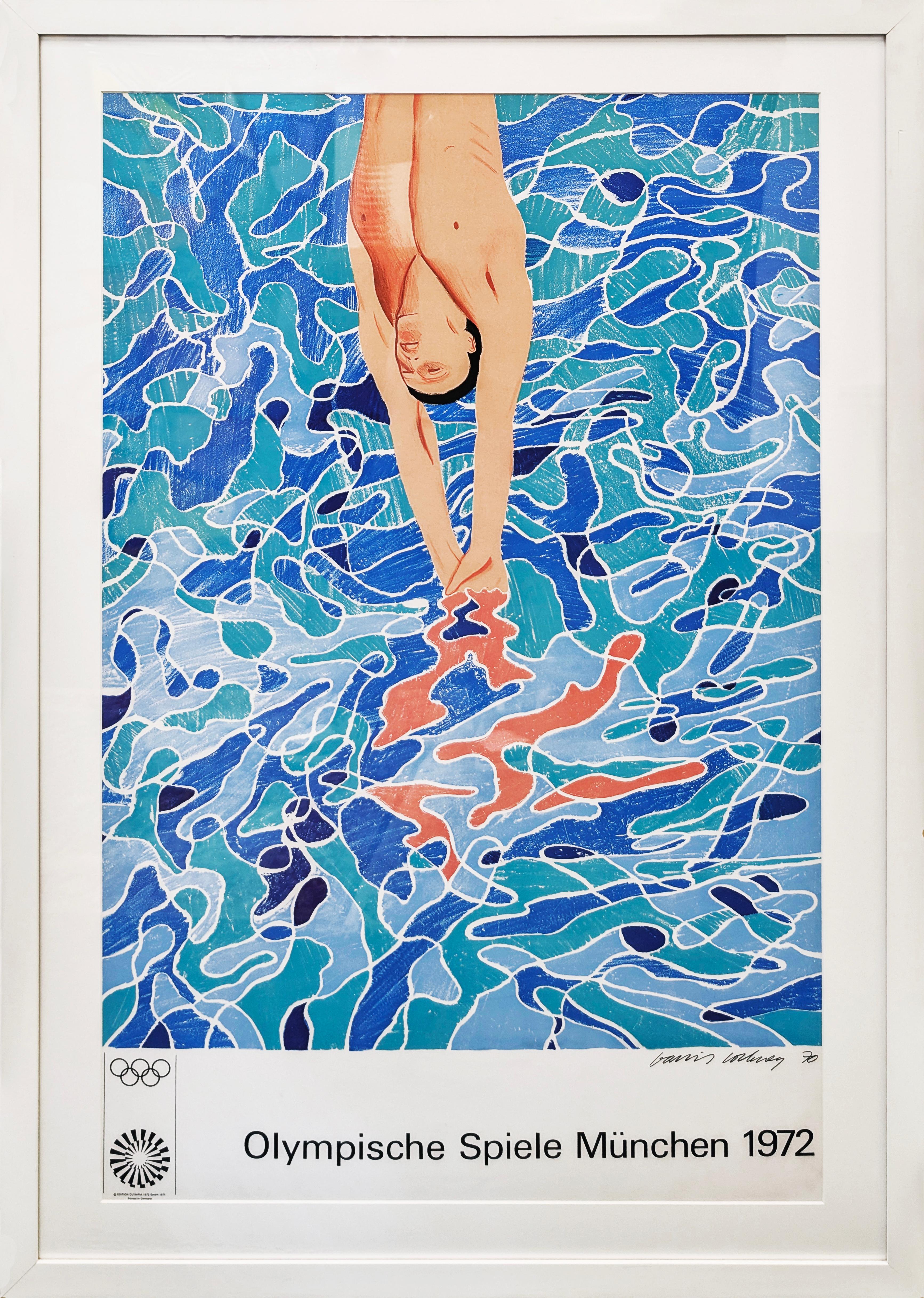 David Hockney 1972 Munich Olympics Poster, Offset Lithograph, Signed