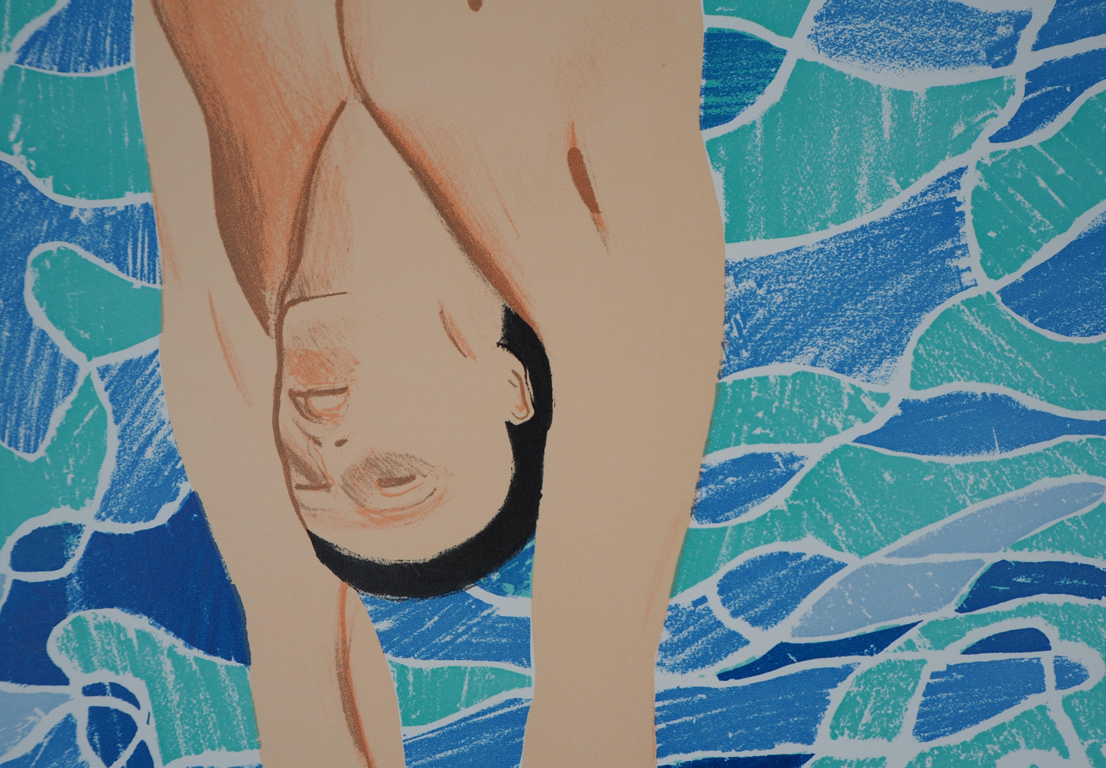 David HOCKNEY
Pool Diver

Lithograph
Signature printed in the plate
On heavy paper 101 x 64 cm (c. 40 x 26 inch)
Made for the Olympic Games in Munich, 1972

Excellent condition