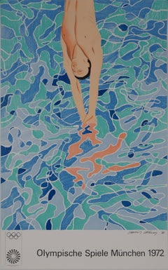 Vintage Pool Diver - Lithograph (Olympic Games Munich 1972)