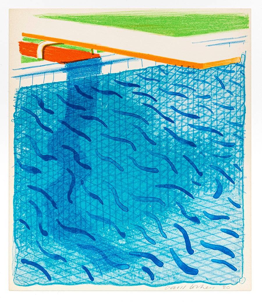 David Hockney, Pool Made with Paper and Blue Ink for Book, 1980