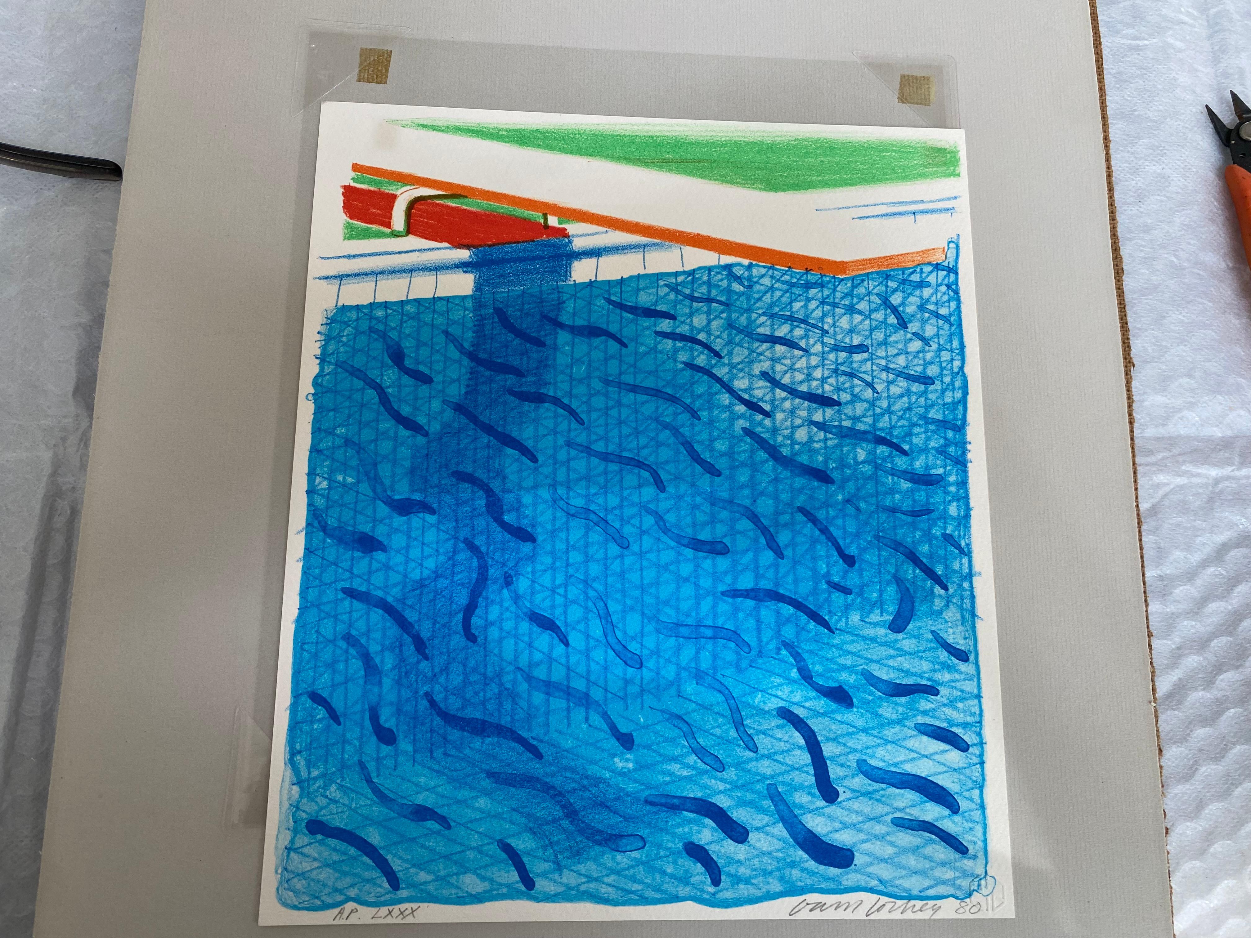 Pool Made with Paper and Blue Ink for Book, from Paper Pools - Contemporary Print by David Hockney