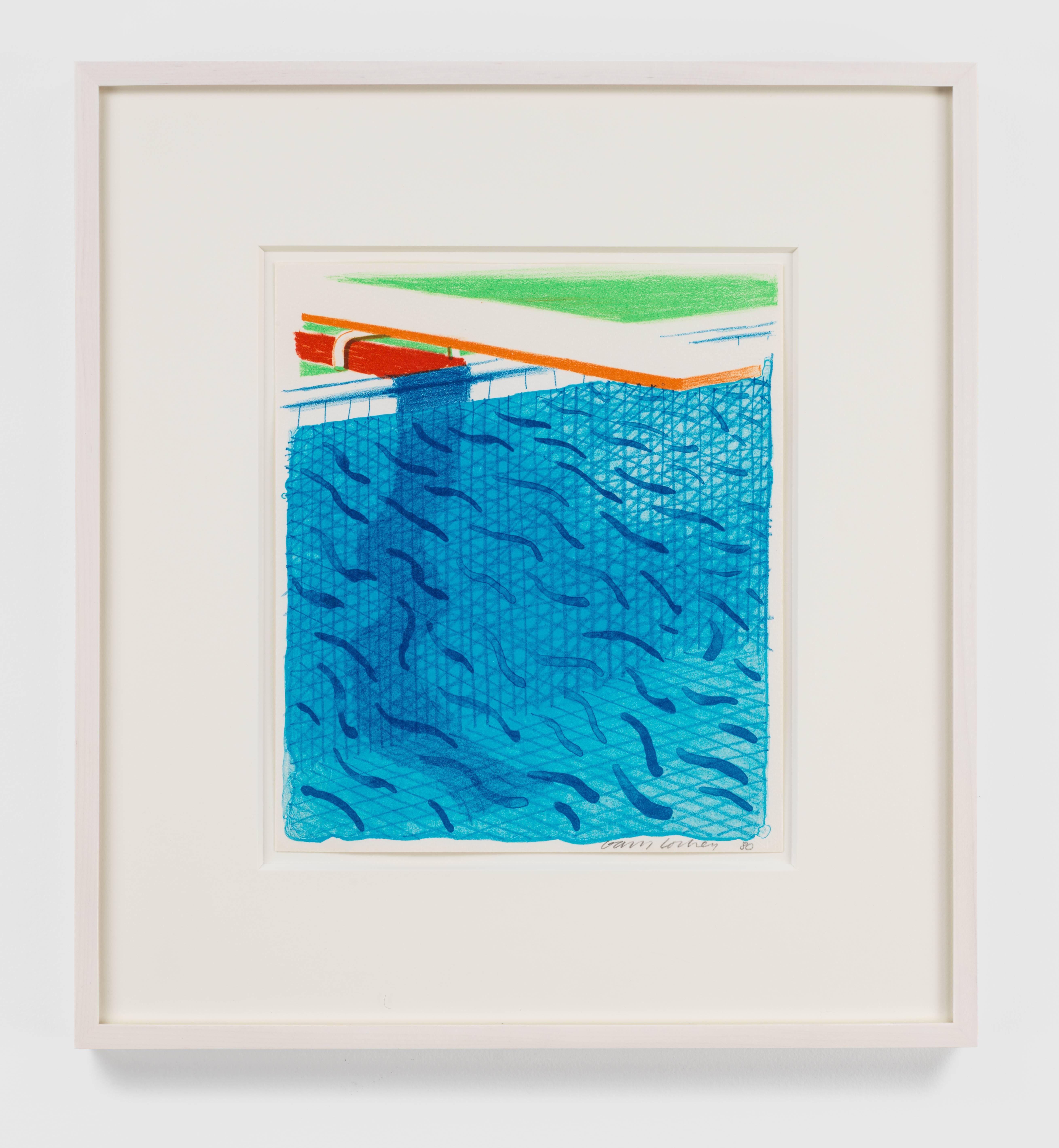 Pool Made with Paper and Blue Ink for Book of Paper Pools - Print by David Hockney