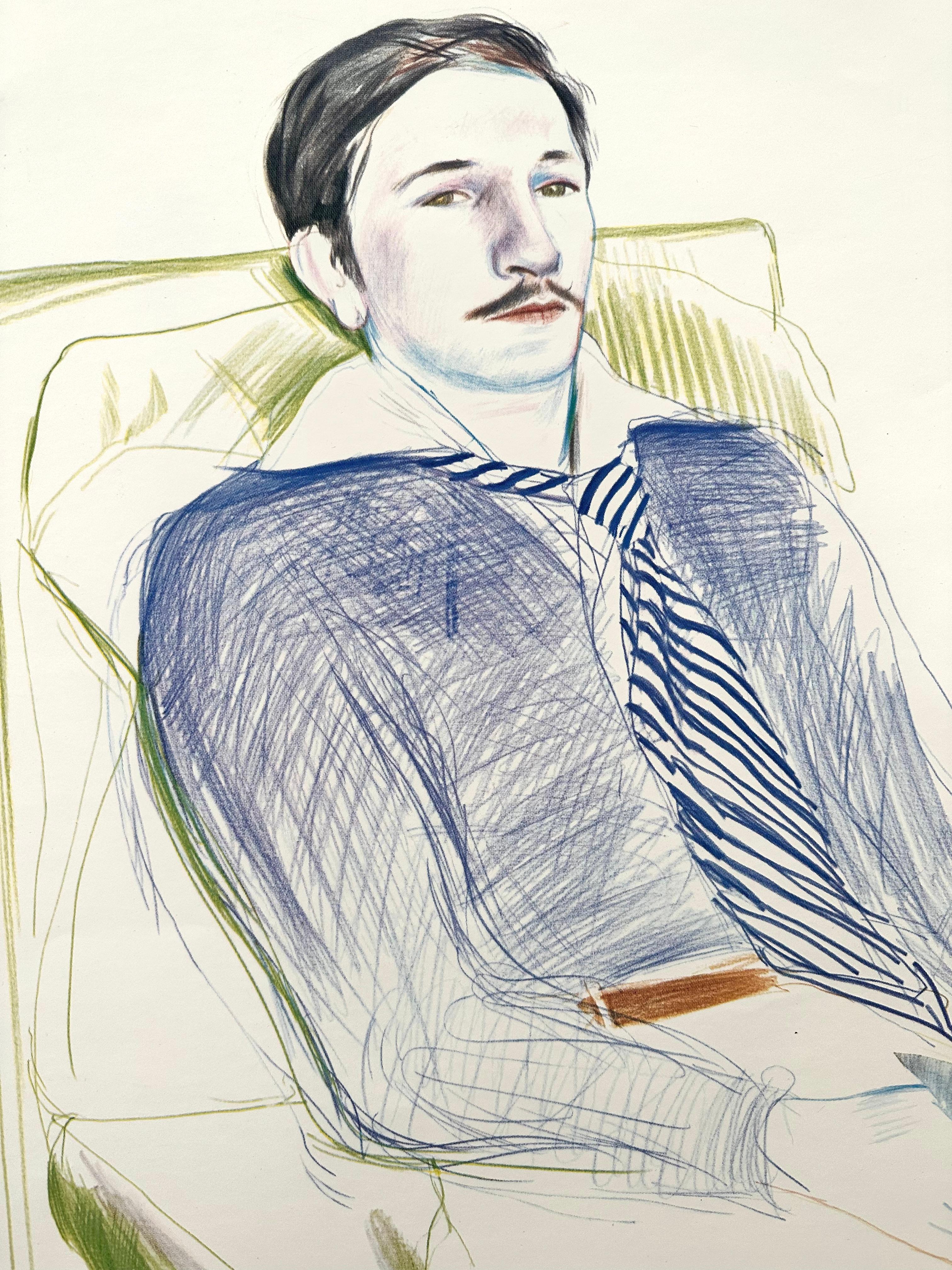Portrait of Reading Man - Print by David Hockney