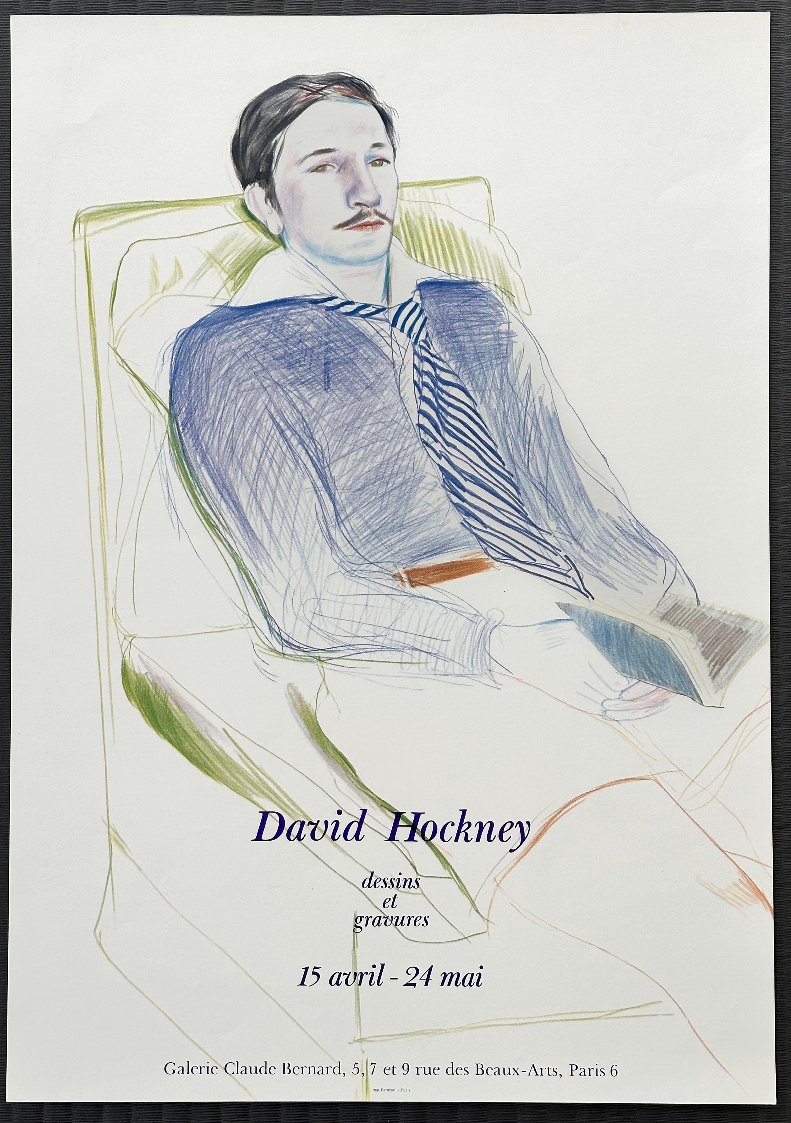 David Hockney Figurative Print - Portrait of Reading Man