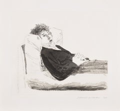 Reclining Figure -- Print, Etching, Aquatint, Man Laying by David Hockney