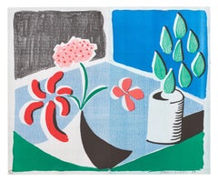 Red Flowers & Green Leaves, Separate -- Print, Homemade, Still-life by Hockney