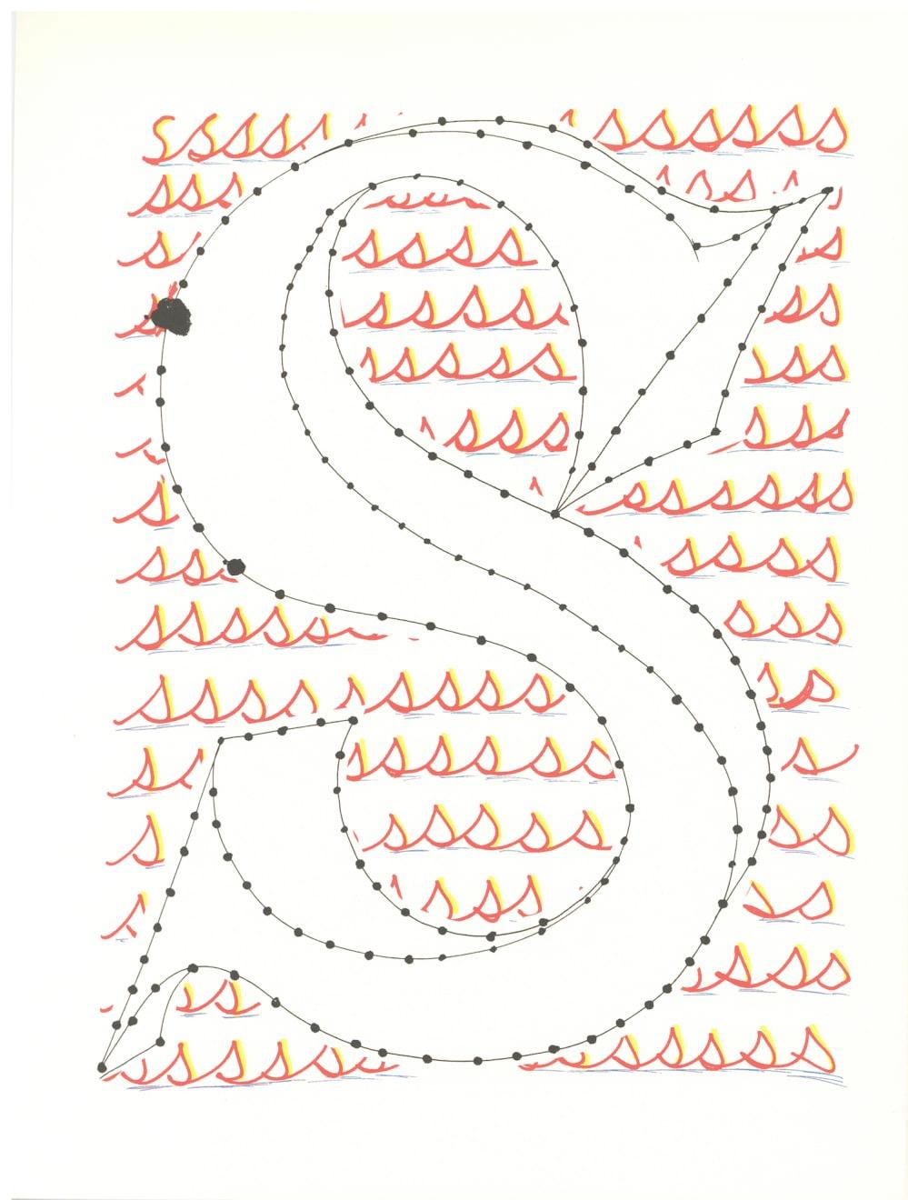 'S', Hockney's Alphabet, David Hockney and Stephen Spender, Lithograph, 1991