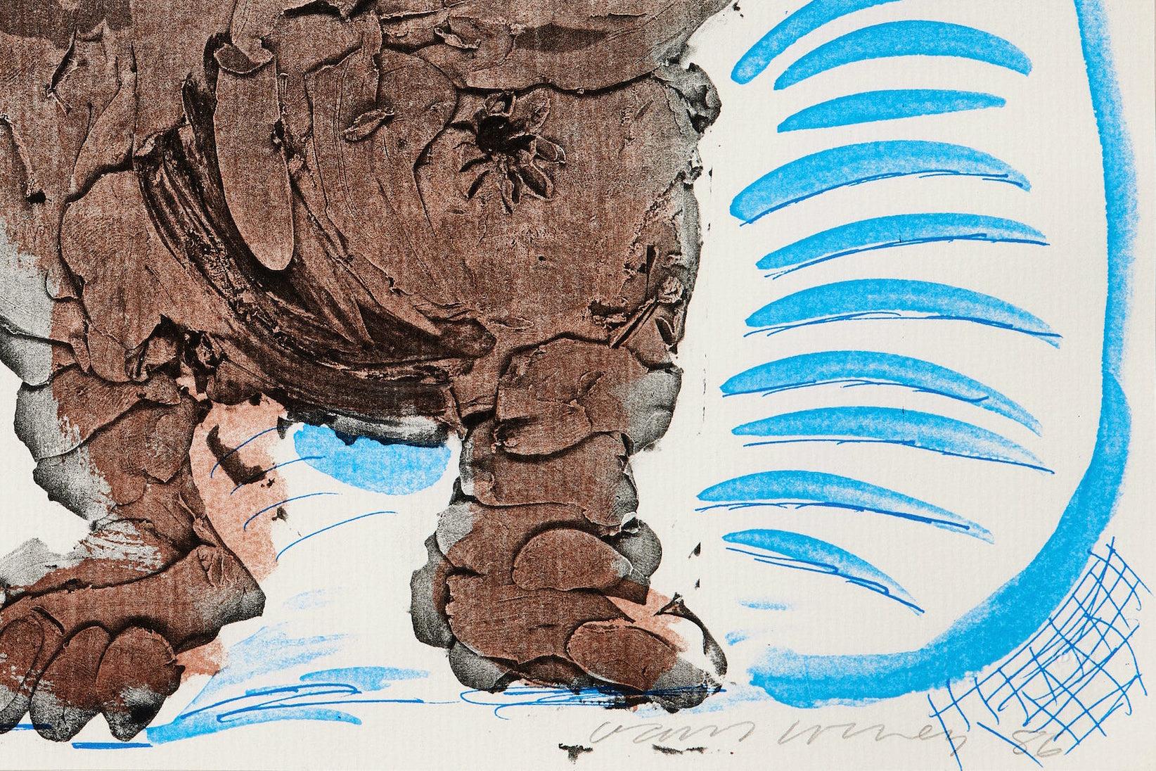 Stanley dans un panier - Impression, faite à la main, Dachshund, chien par David Hockney en vente 1