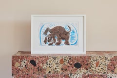 Stanley in einem Korb – Druck, Handgefertigt, Dachshund, Hund von David Hockney