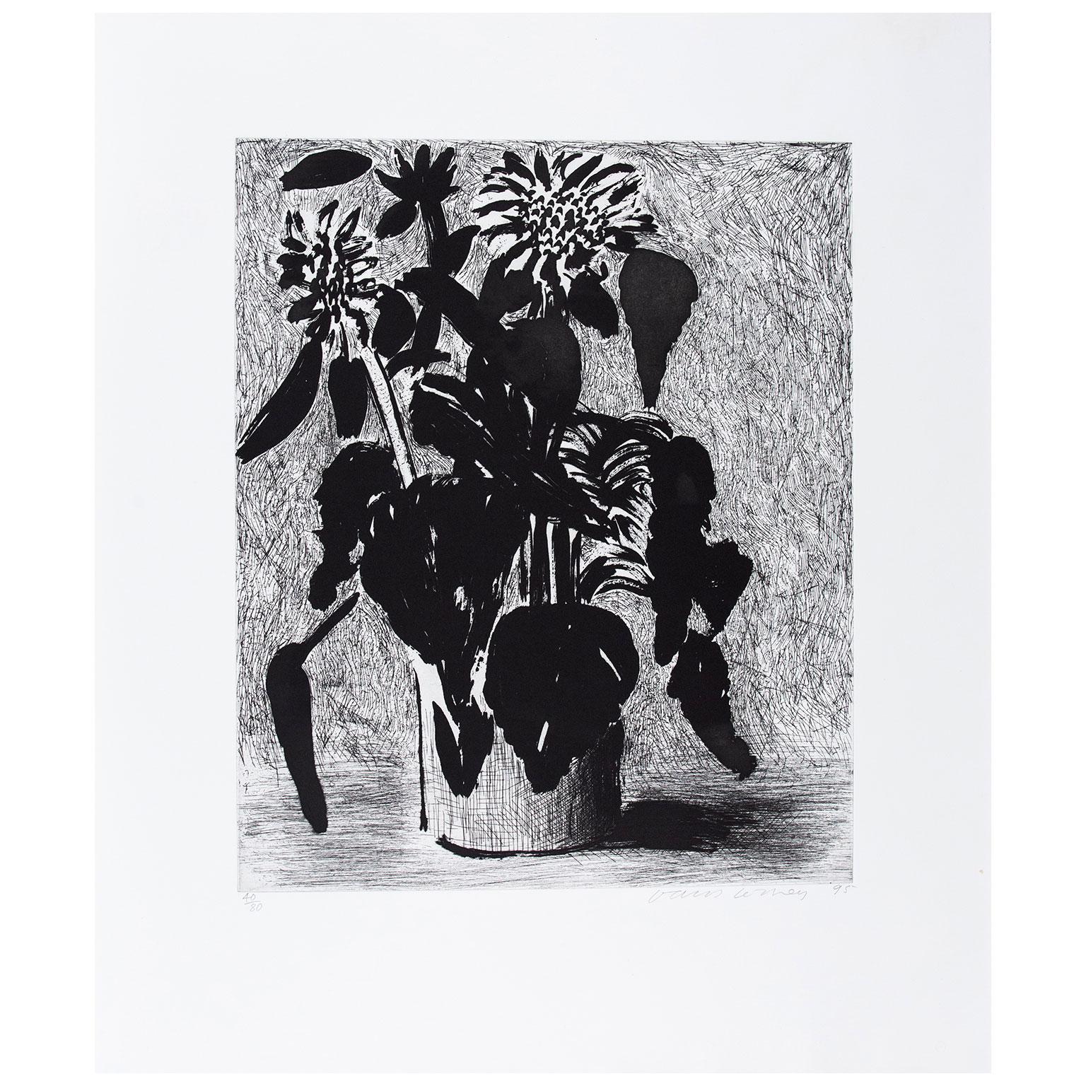 Sunflower II, Etching with aquatint  Signed, dated, and numbered, USA, 1995   - Print by David Hockney