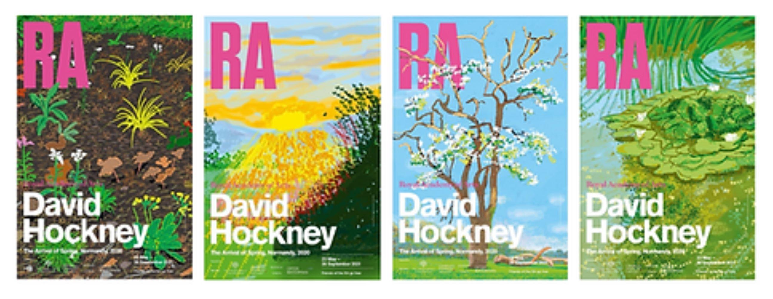 Figurative Print di David Hockney - Set completo di manifesti della mostra “L’arrivo della primavera” alla Royal Academy