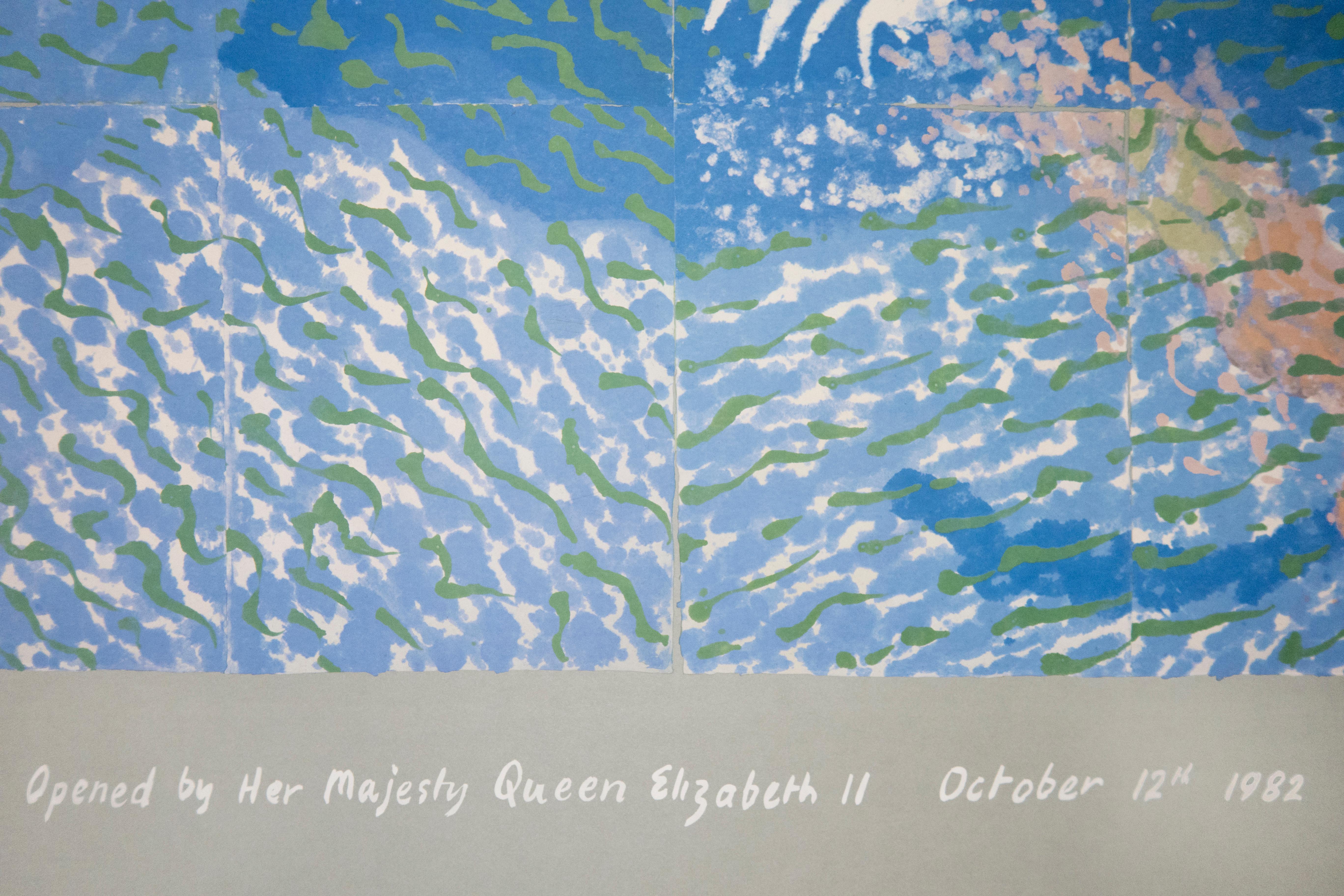 The Australian National Gallery Canberra (Paper Pool 17) vintage poster - Gray Figurative Print by David Hockney