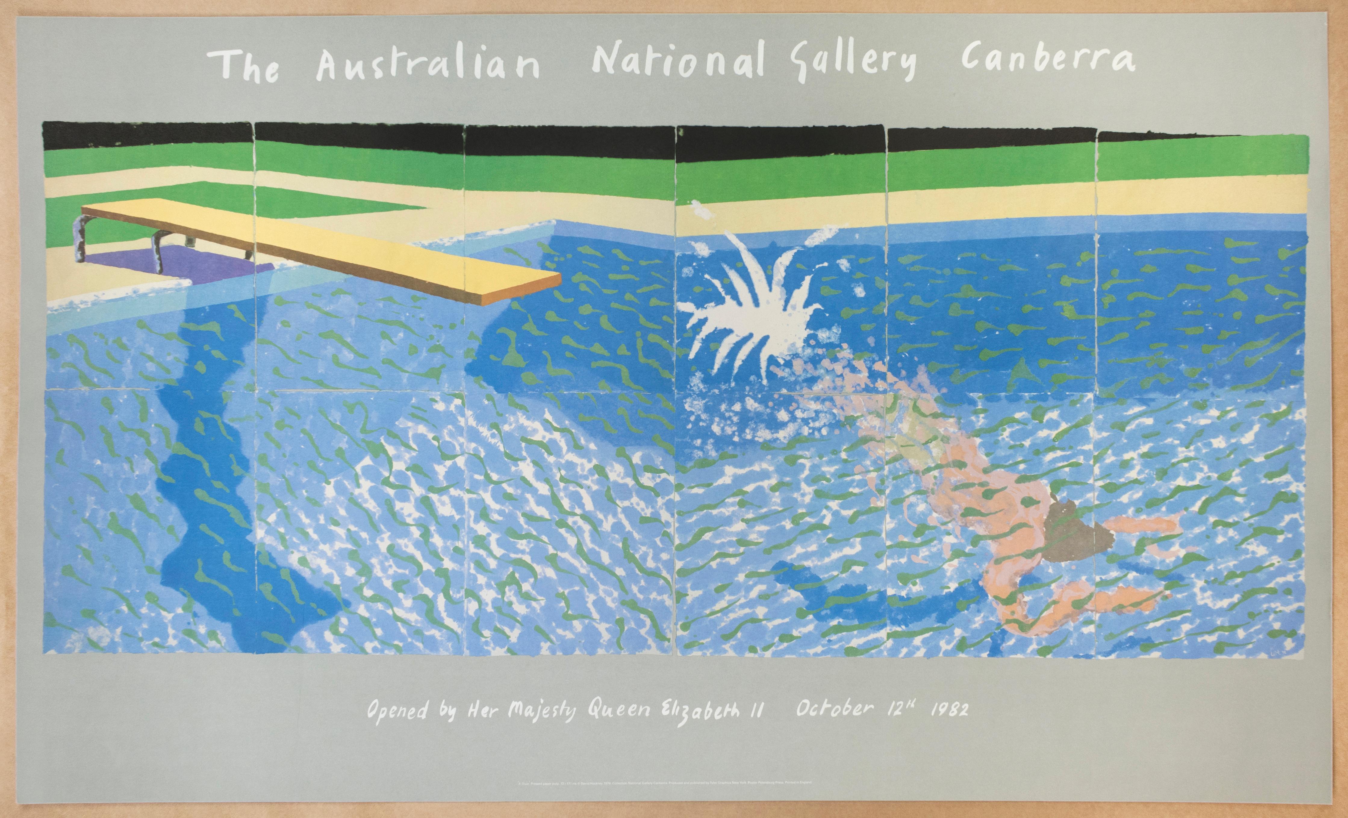 David Hockney Figurative Print - The Australian National Gallery Canberra (Paper Pool 17) vintage poster
